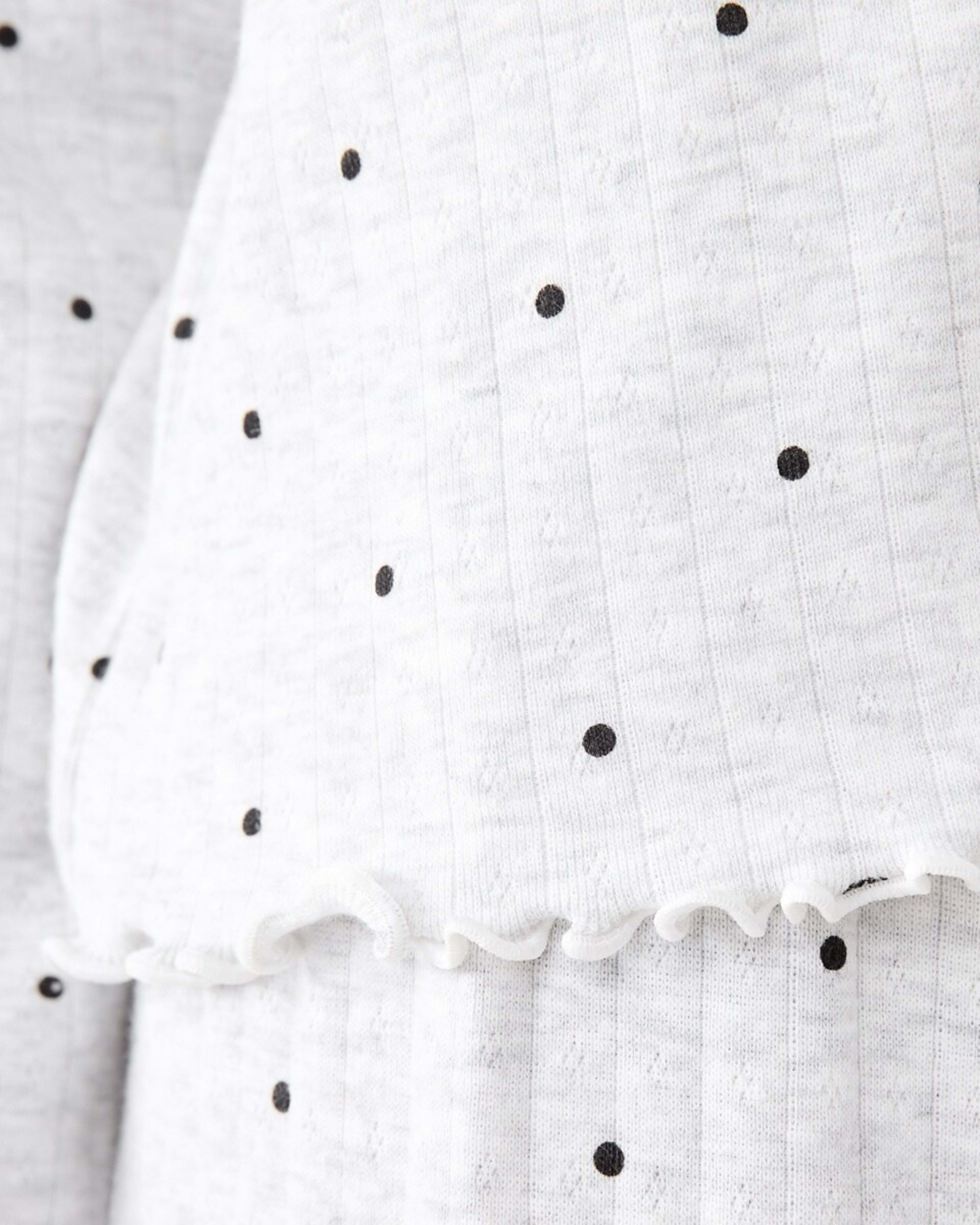 5 Long Sleeve Pointelle Pyjama Set White Dots, 5 of 7