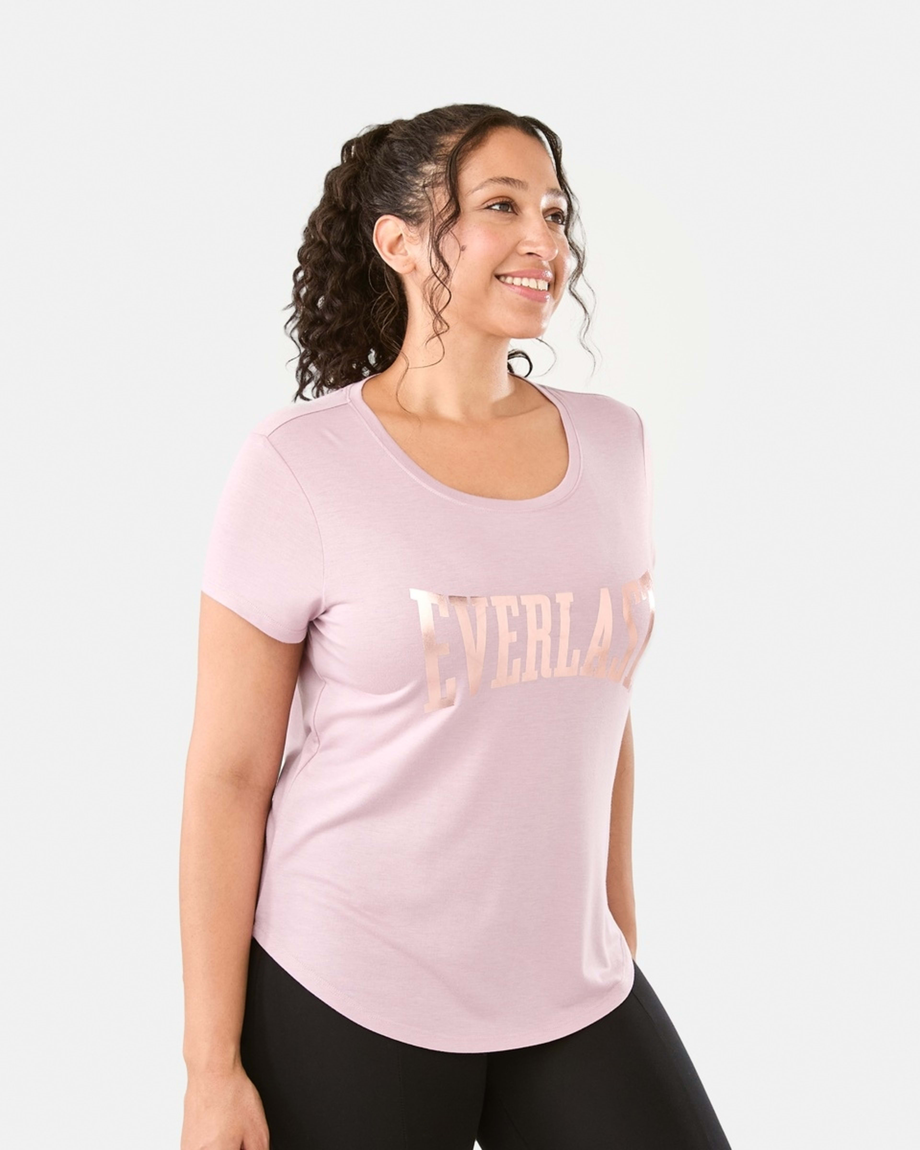2 Everlast Womens Scoop Neck T-shirt Everlast Dogbone Dusty Pink, 2 of 6
