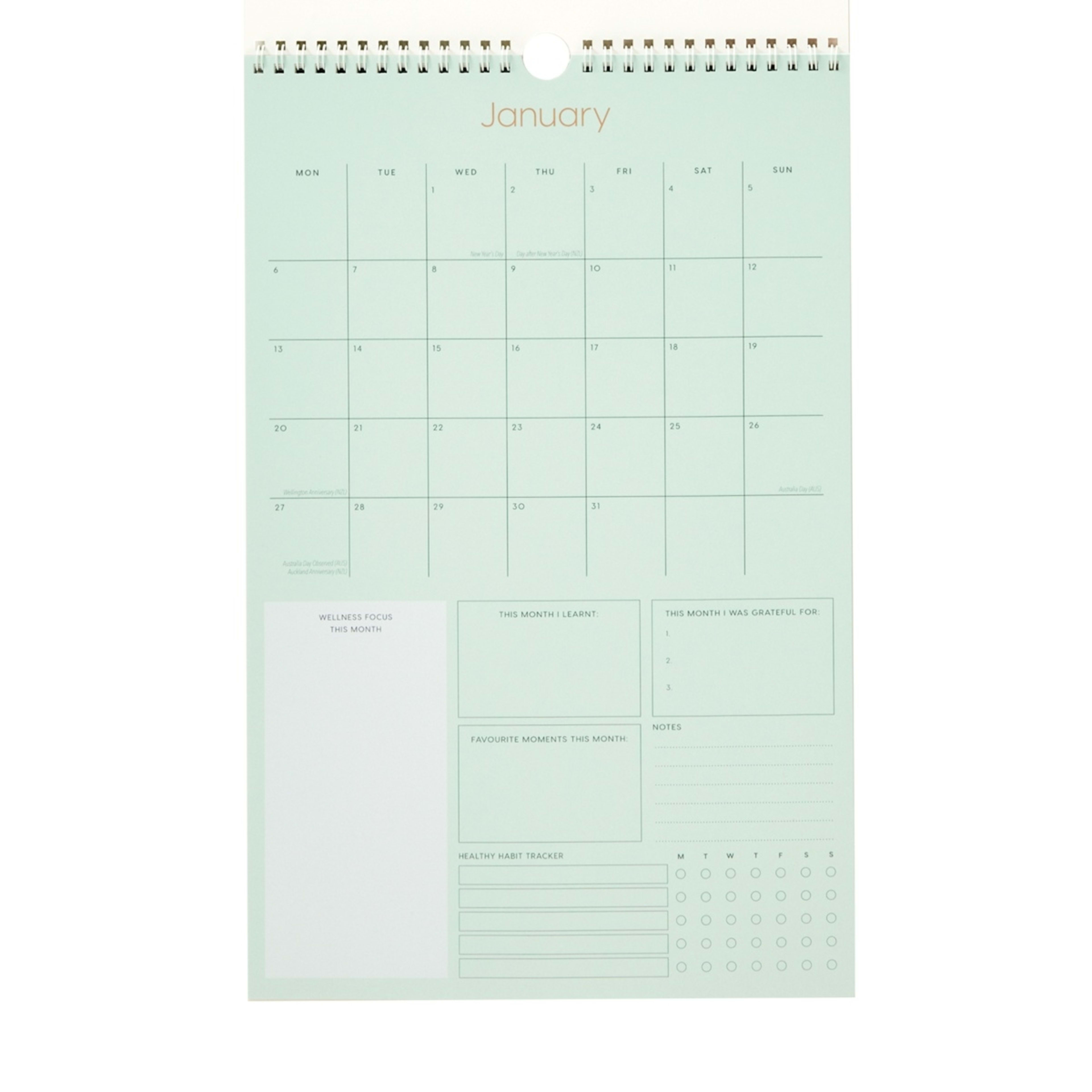 2025 Wall Calendar Wellbeing Kmart NZ