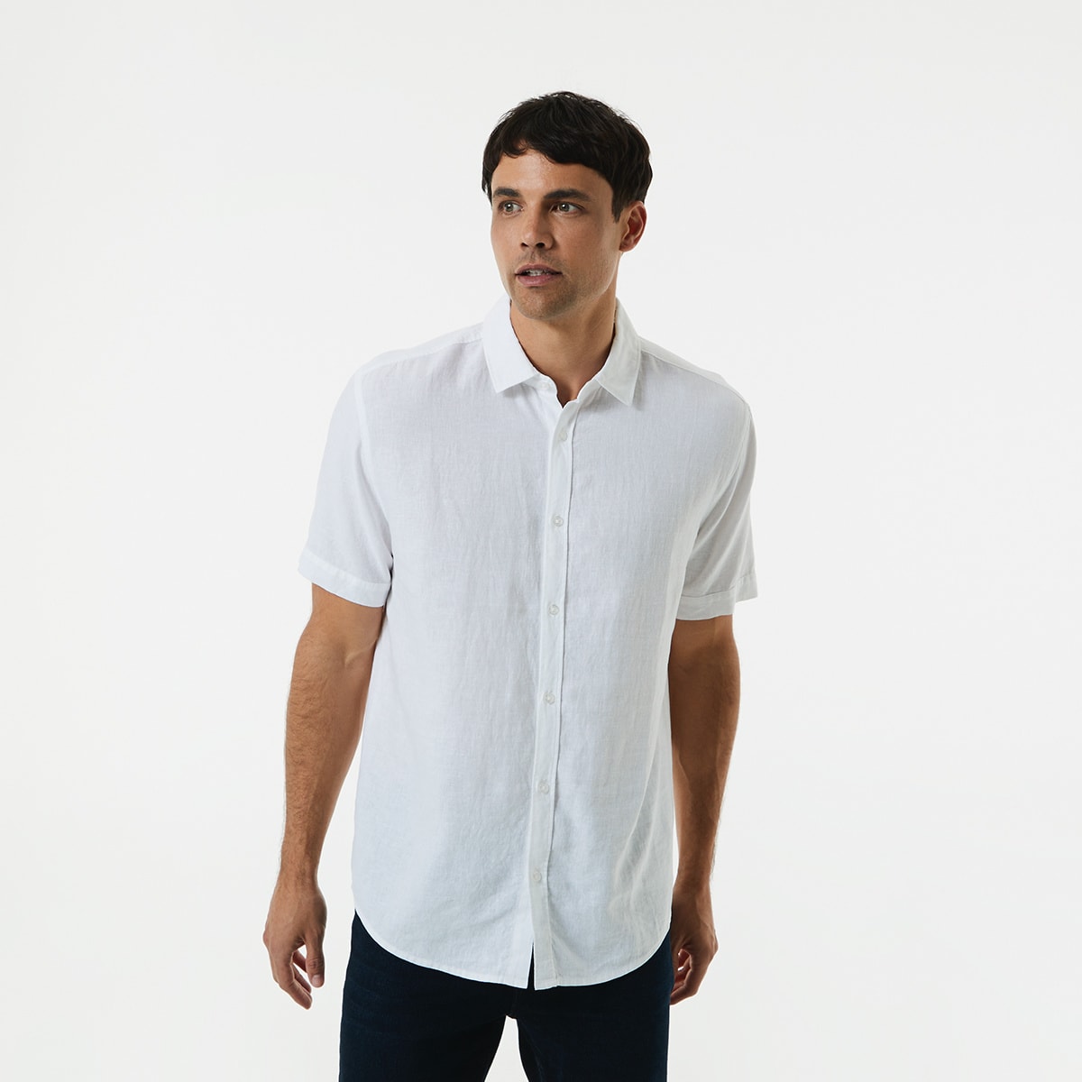 Short Sleeve Solid Linen Blend Shirt Kmart