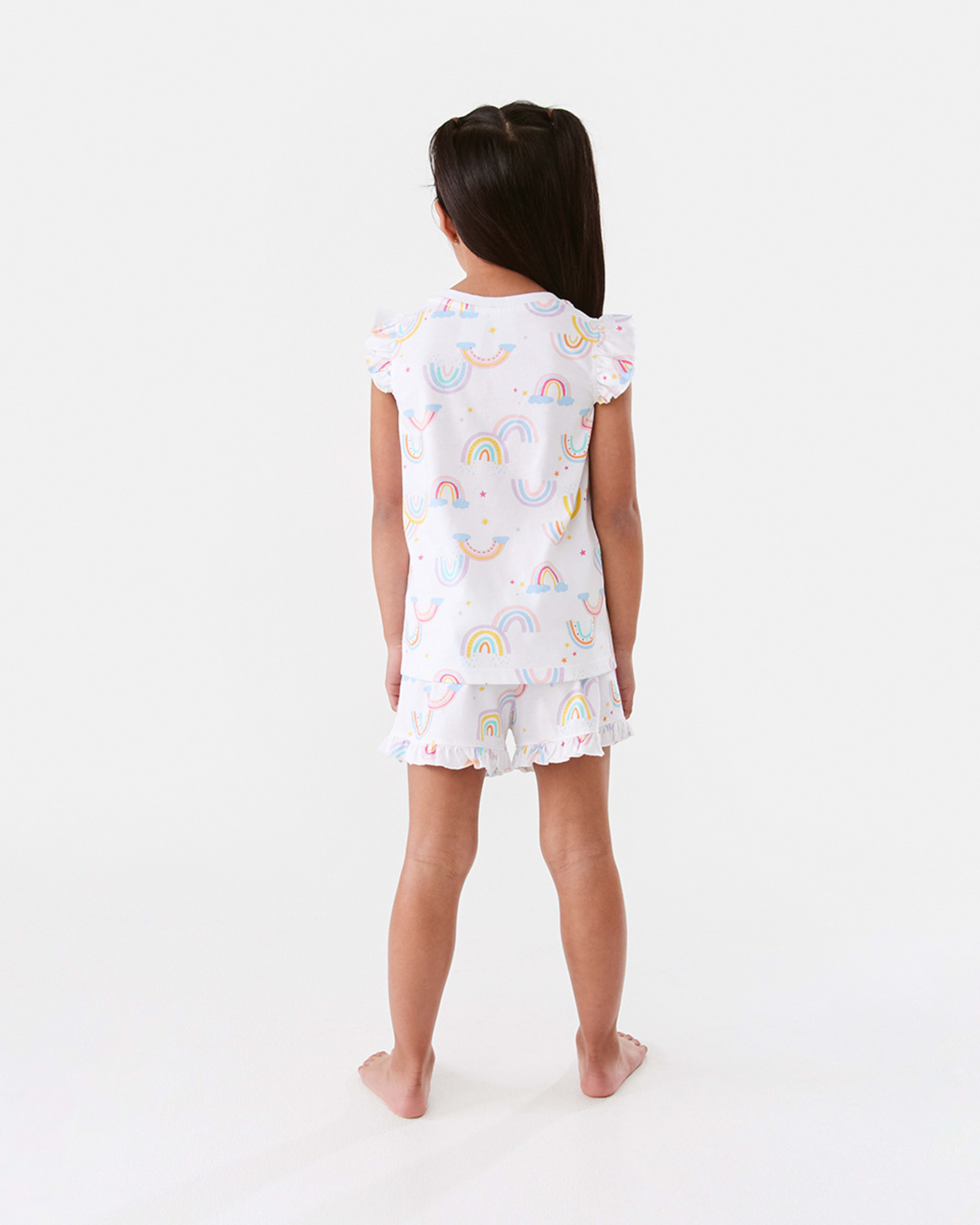 6 Short Sleeve Jersey Knit Pyjama Set Rainbowwte, 6 of 10