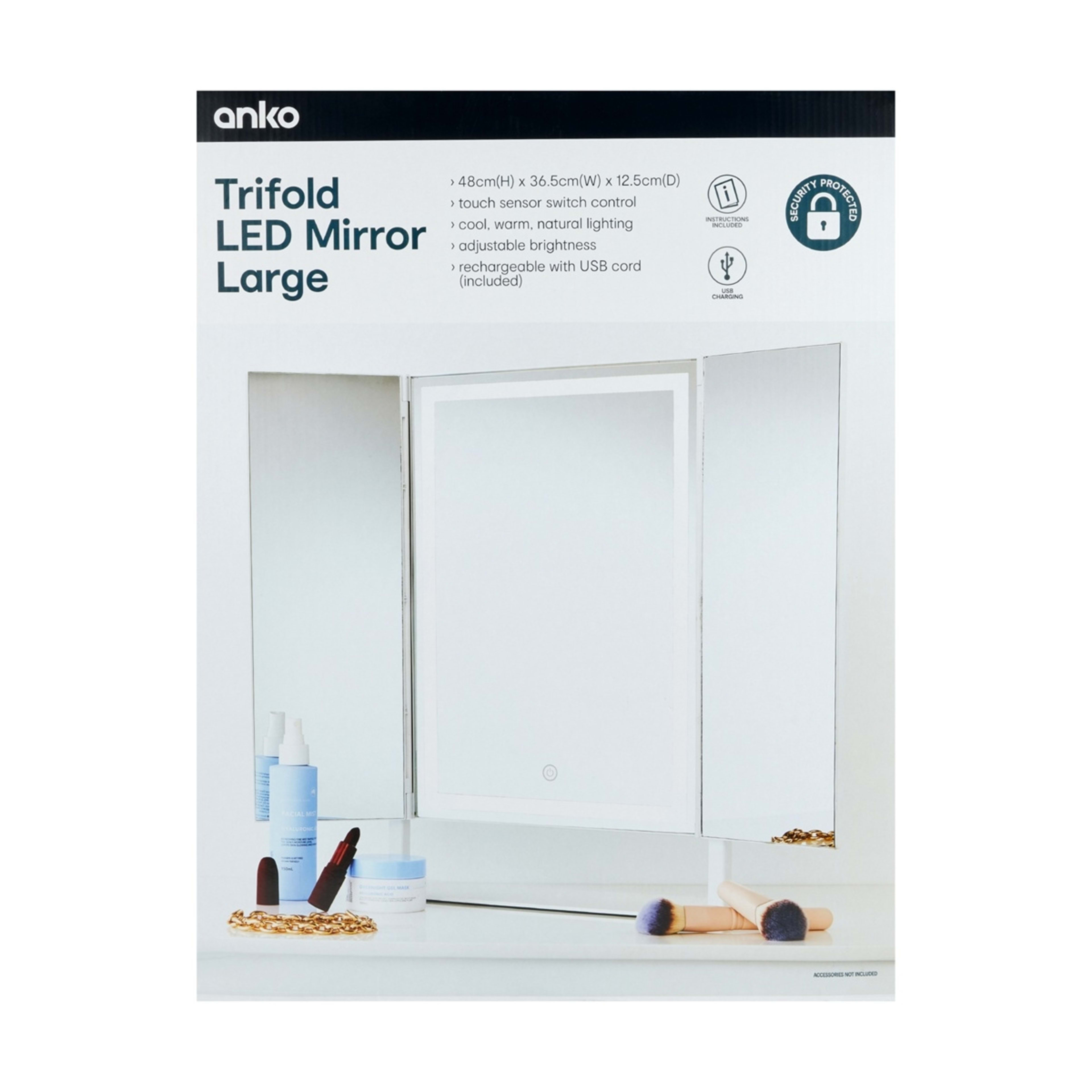 9 Trifold Large LED Mirror, 9 of 9