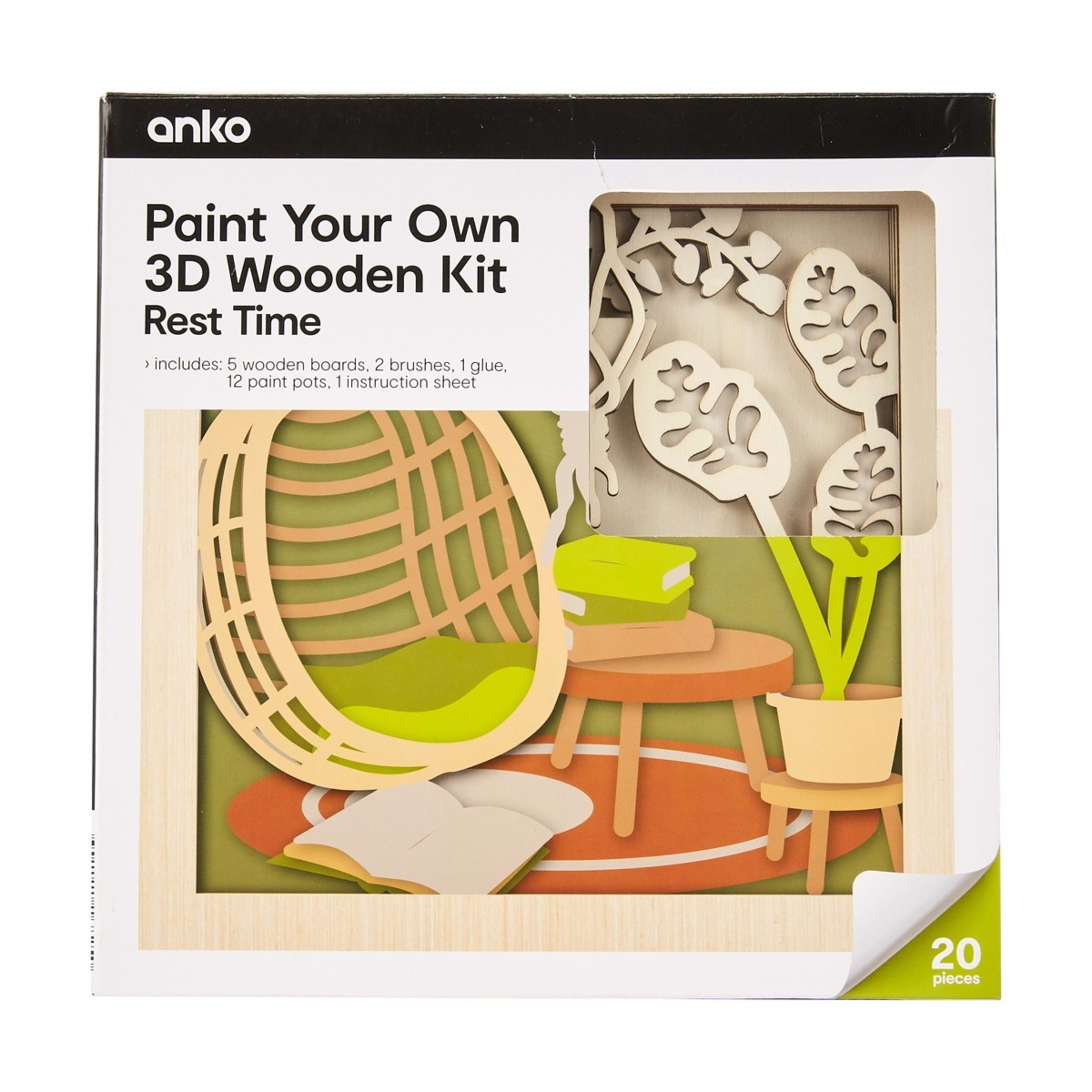 1 20 Piece Paint Your Own 3D Wooden Kit - Rest Time