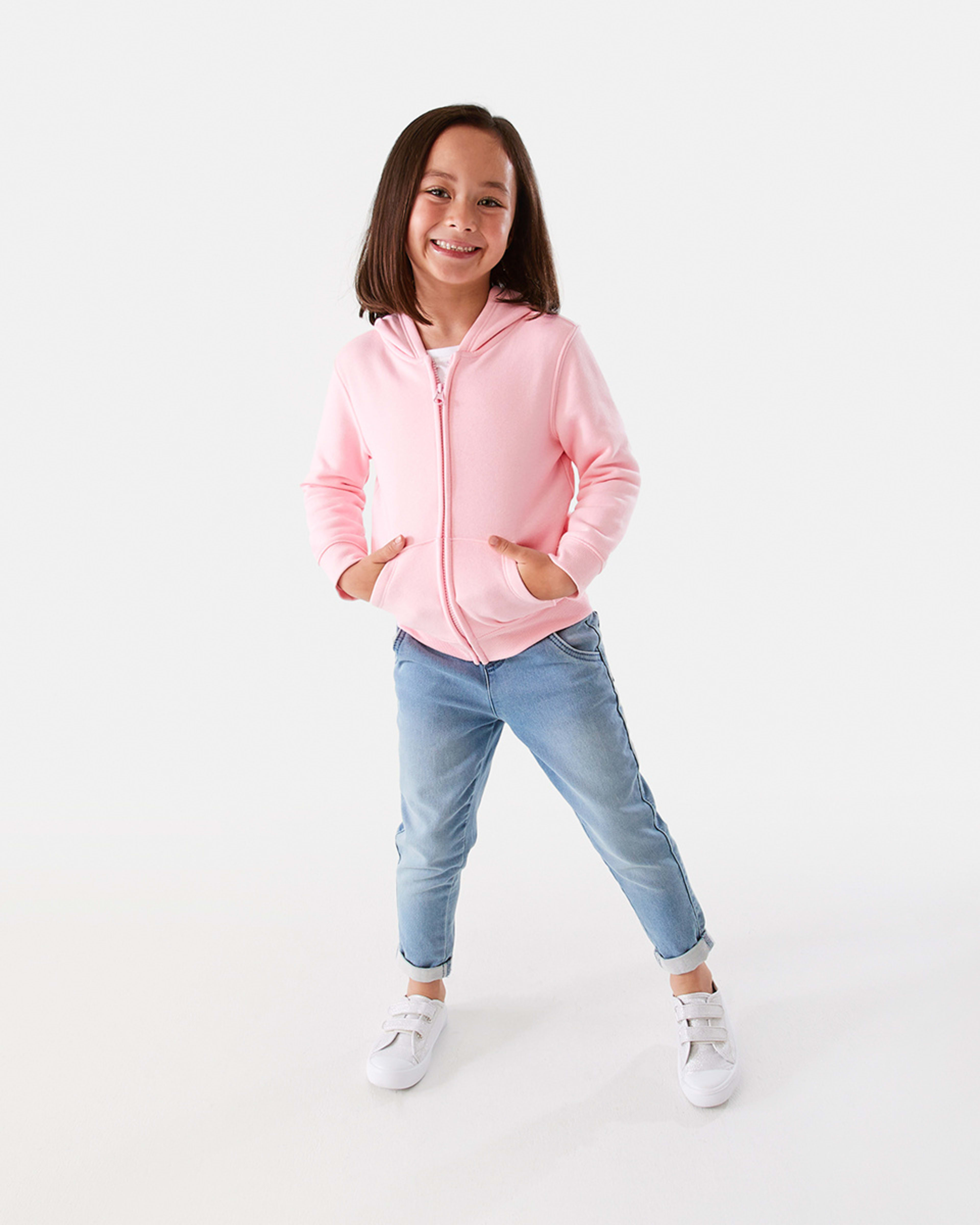7 Plain Zip Through Hoodie Light Pink, 7 of 10