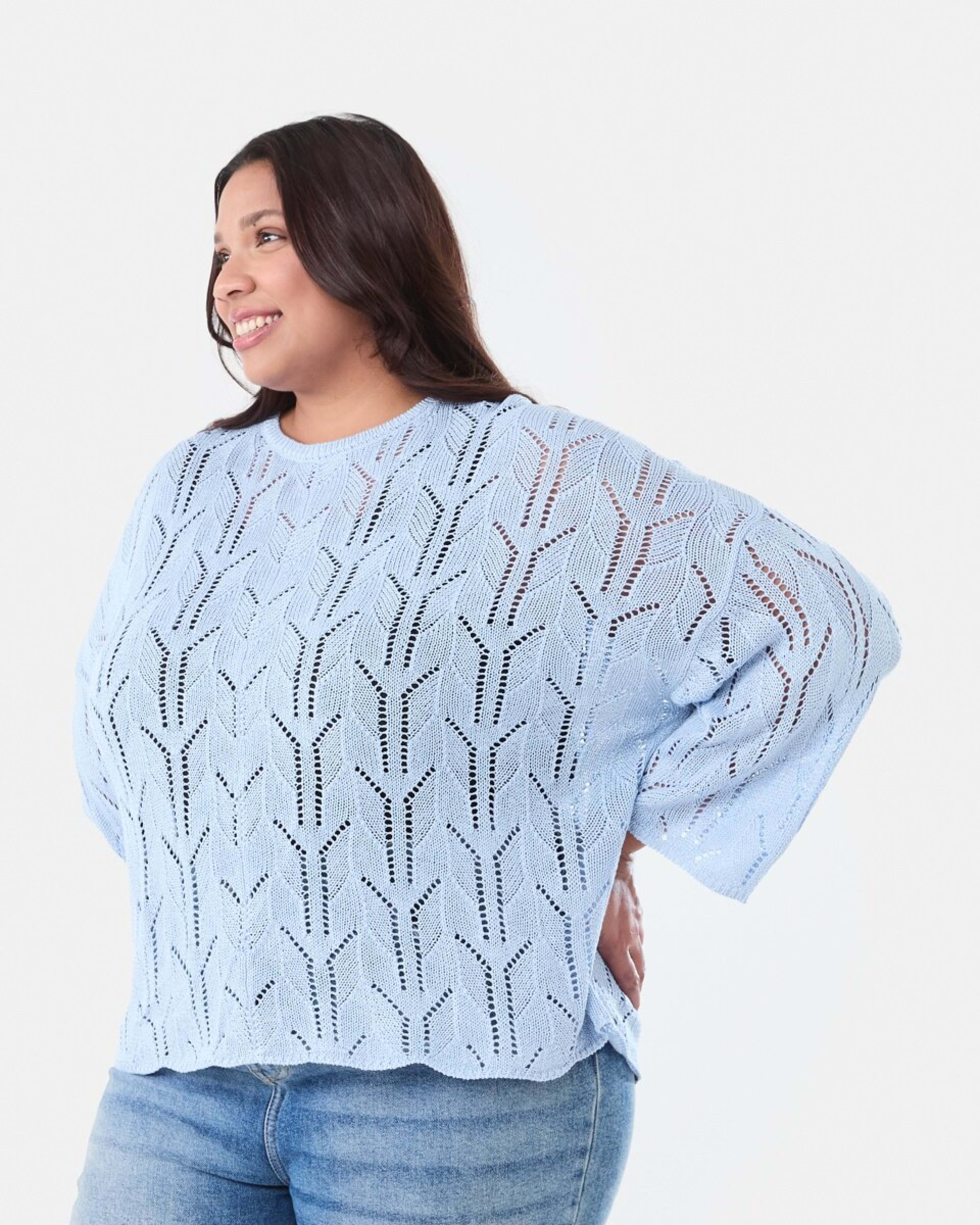 2 Curve Crochet Batwing Jumper BRUNI BLUE, 2 of 5