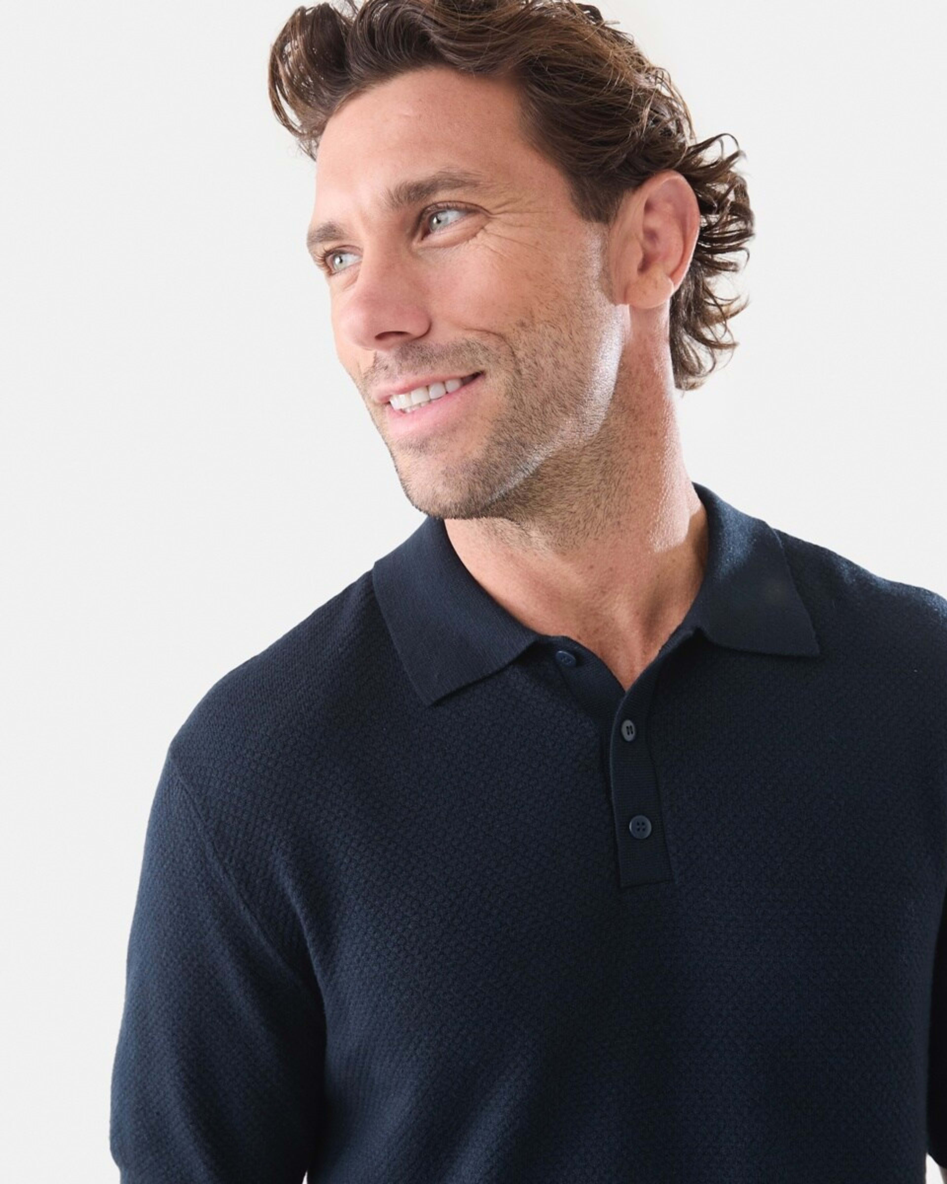4 Button Up Knit Polo Shirt Sky Cptn, 4 of 5