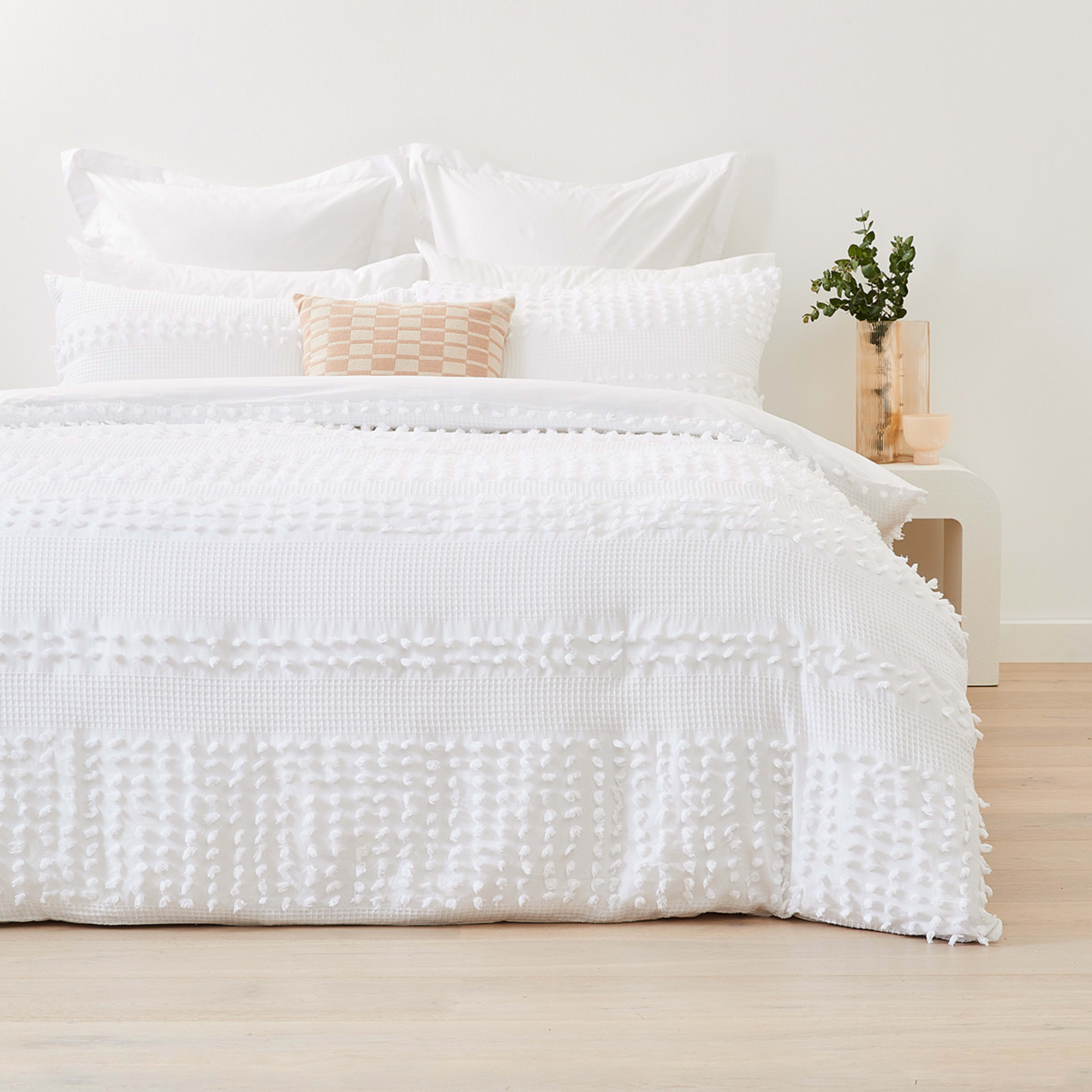 1 Madison Cotton Quilt Cover Set - King Bed, White, 1 of 6