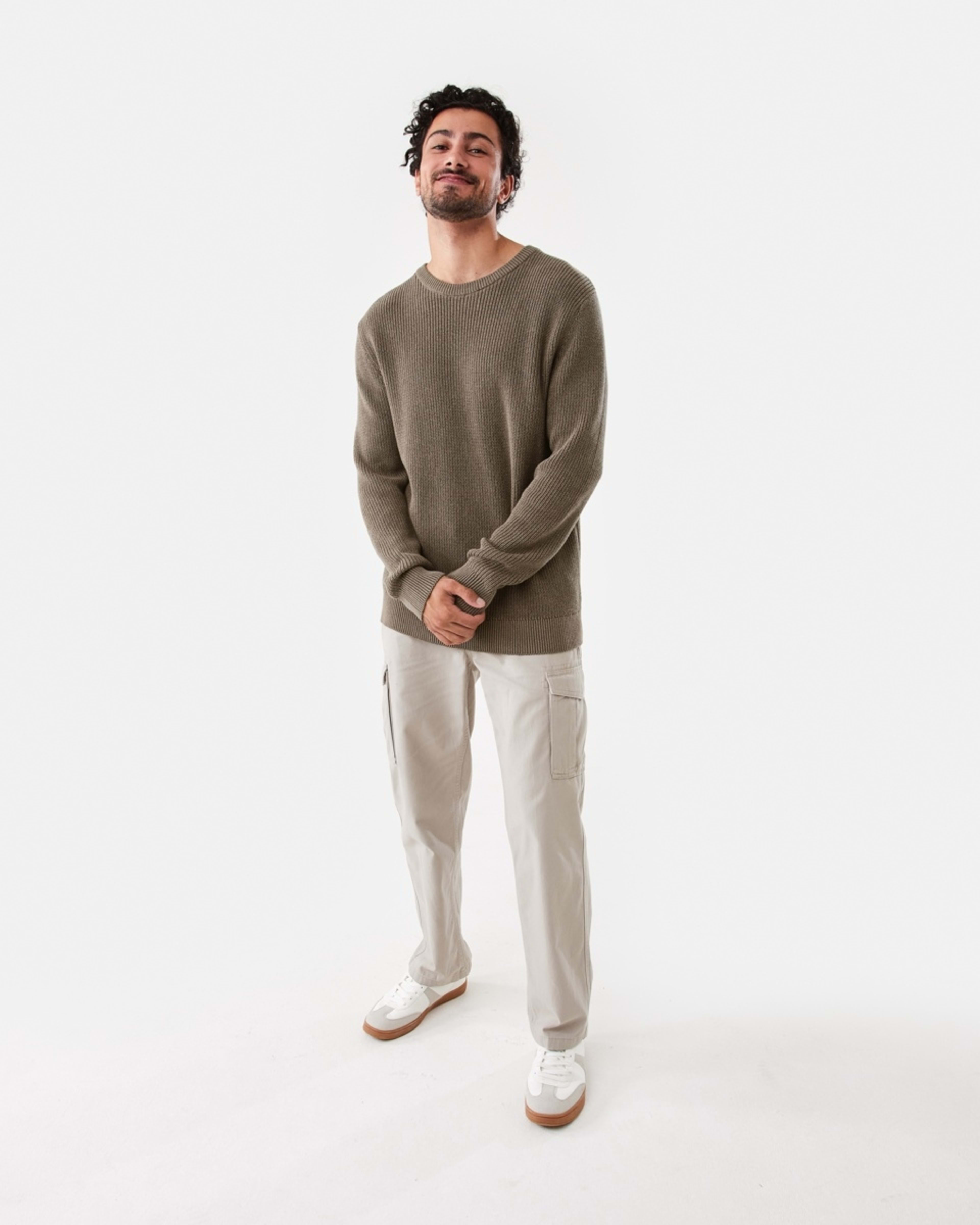 2 Textured Crew Knit Jumper Brn Eagle, 2 of 6