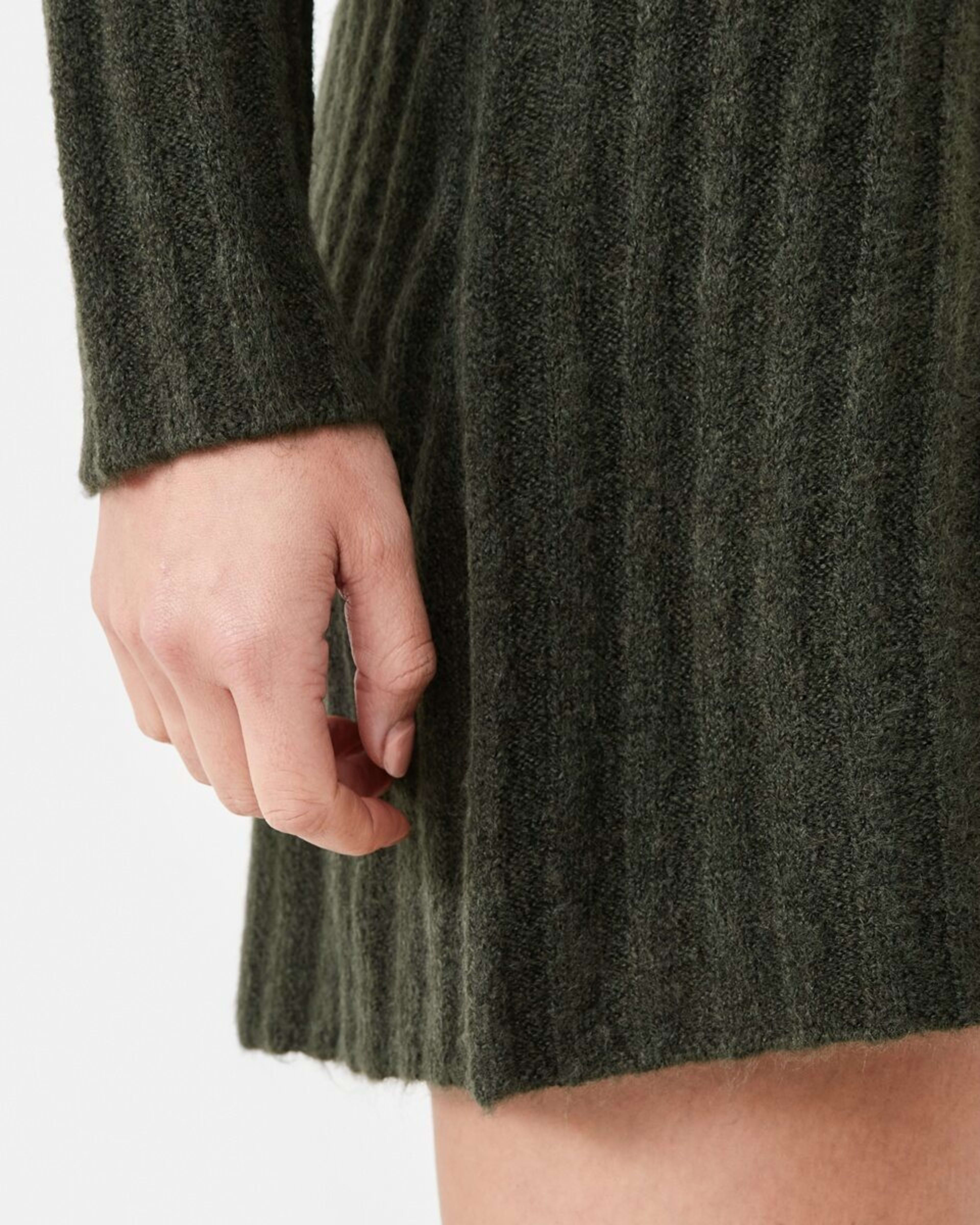 5 Long Sleeve Rib True Knit Skater Mini Dress Cargo Grn, 5 of 6
