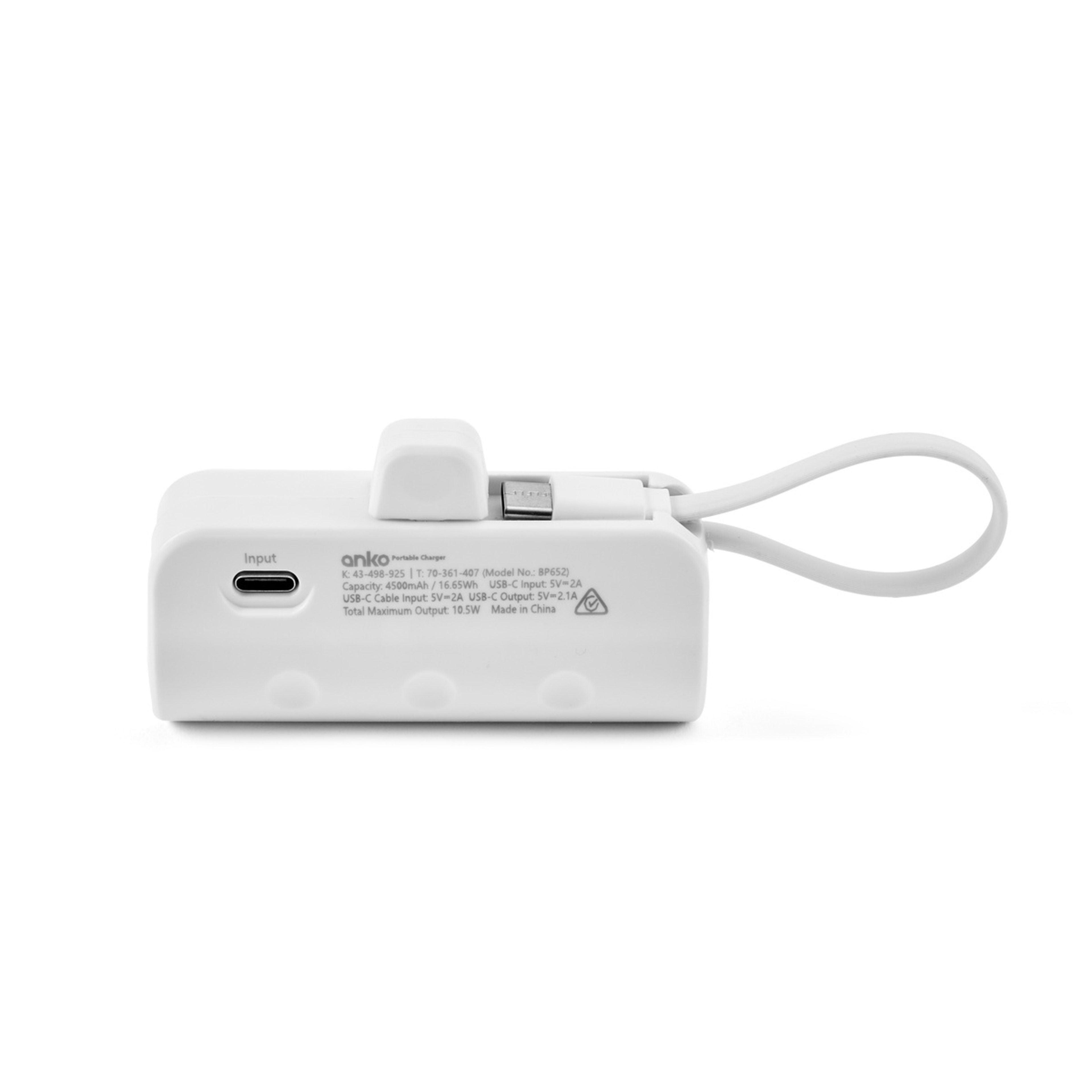 5 USB-C Mini Portable Charger - White, 5 of 8