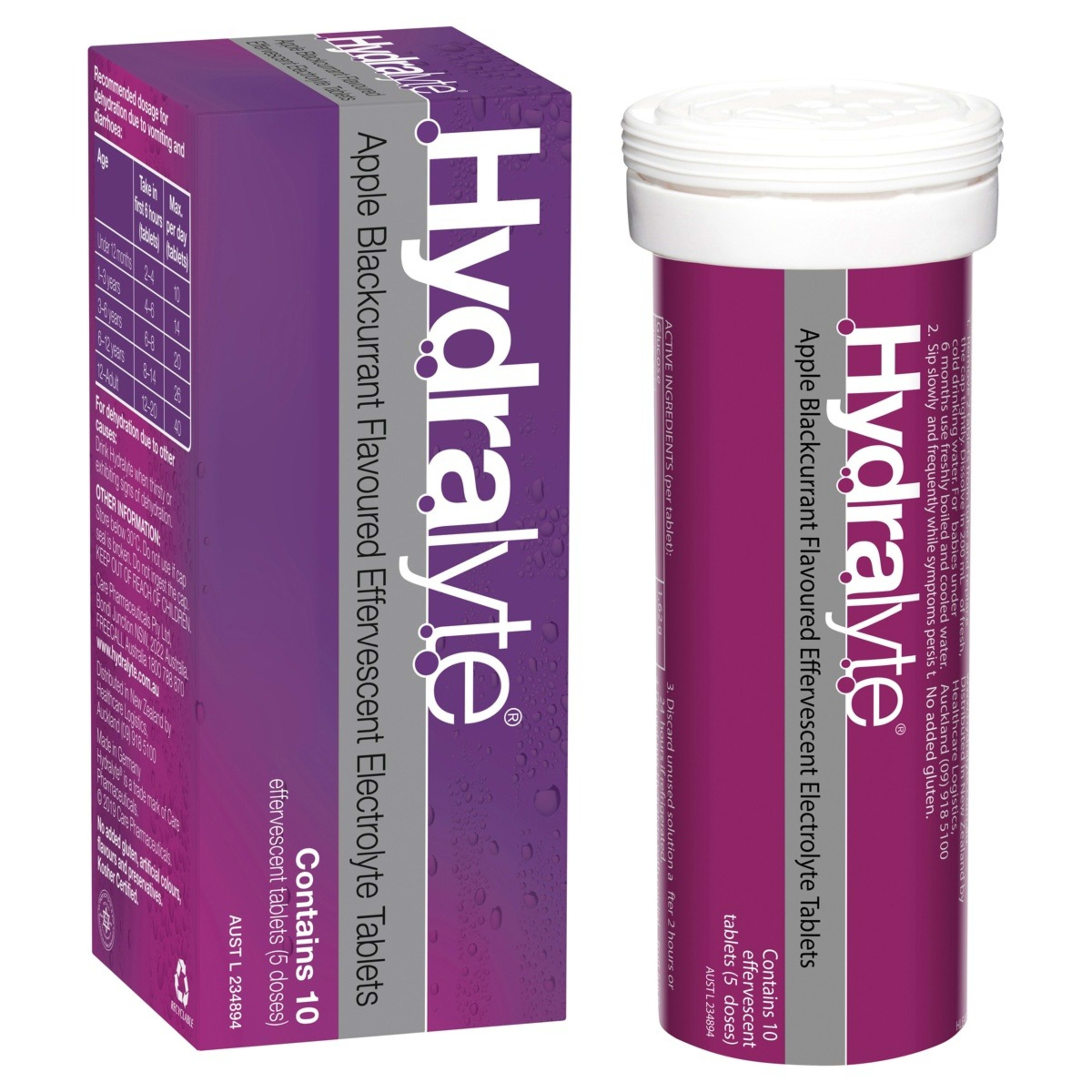 2 10 Pack Hydralyte Apple Blackcurrant Flavoured Effervescent Electrolyte Tablets, 2 of 2