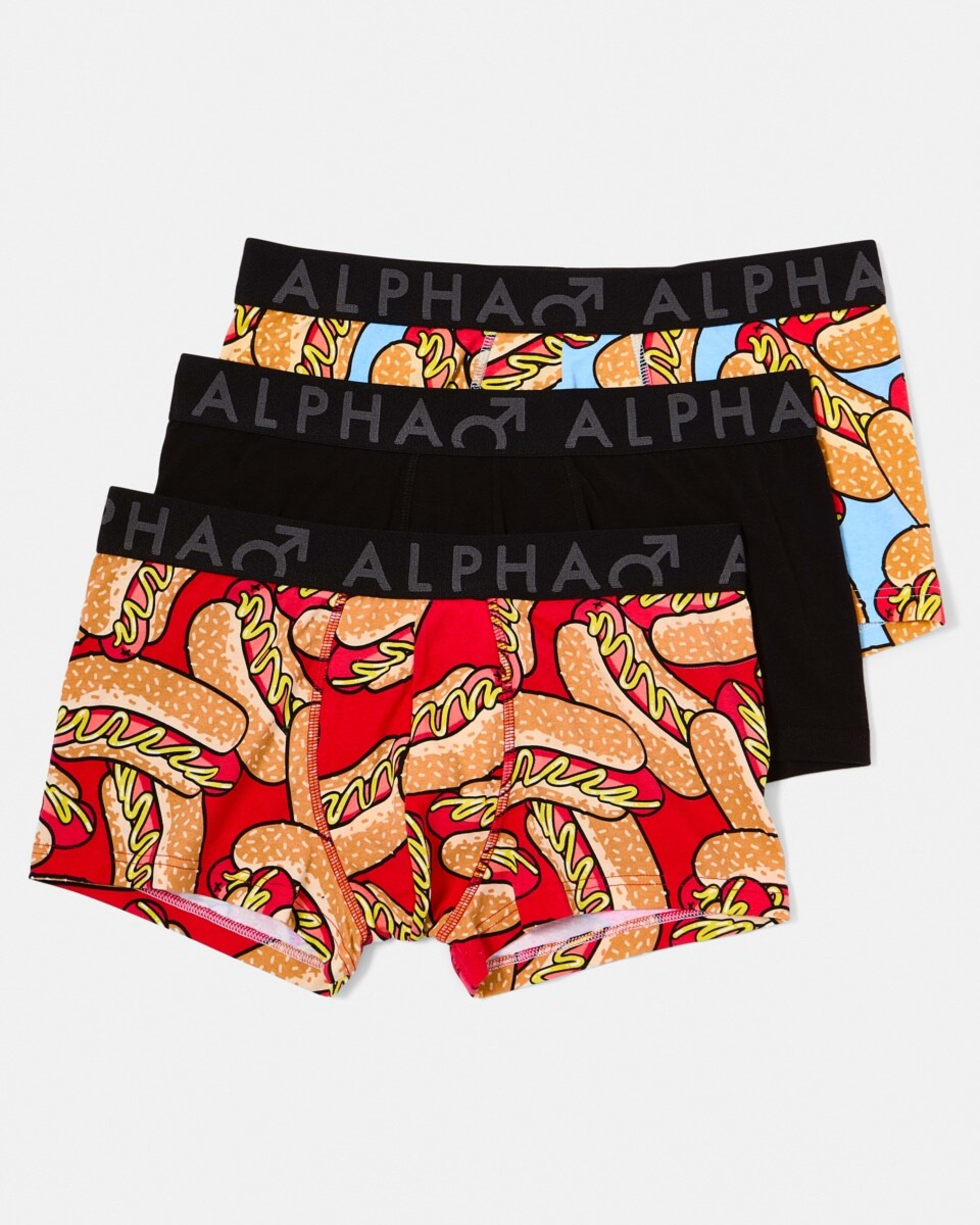 1 3 Pack Print Plain Trunks HOT DOGGETY, 1 of 8