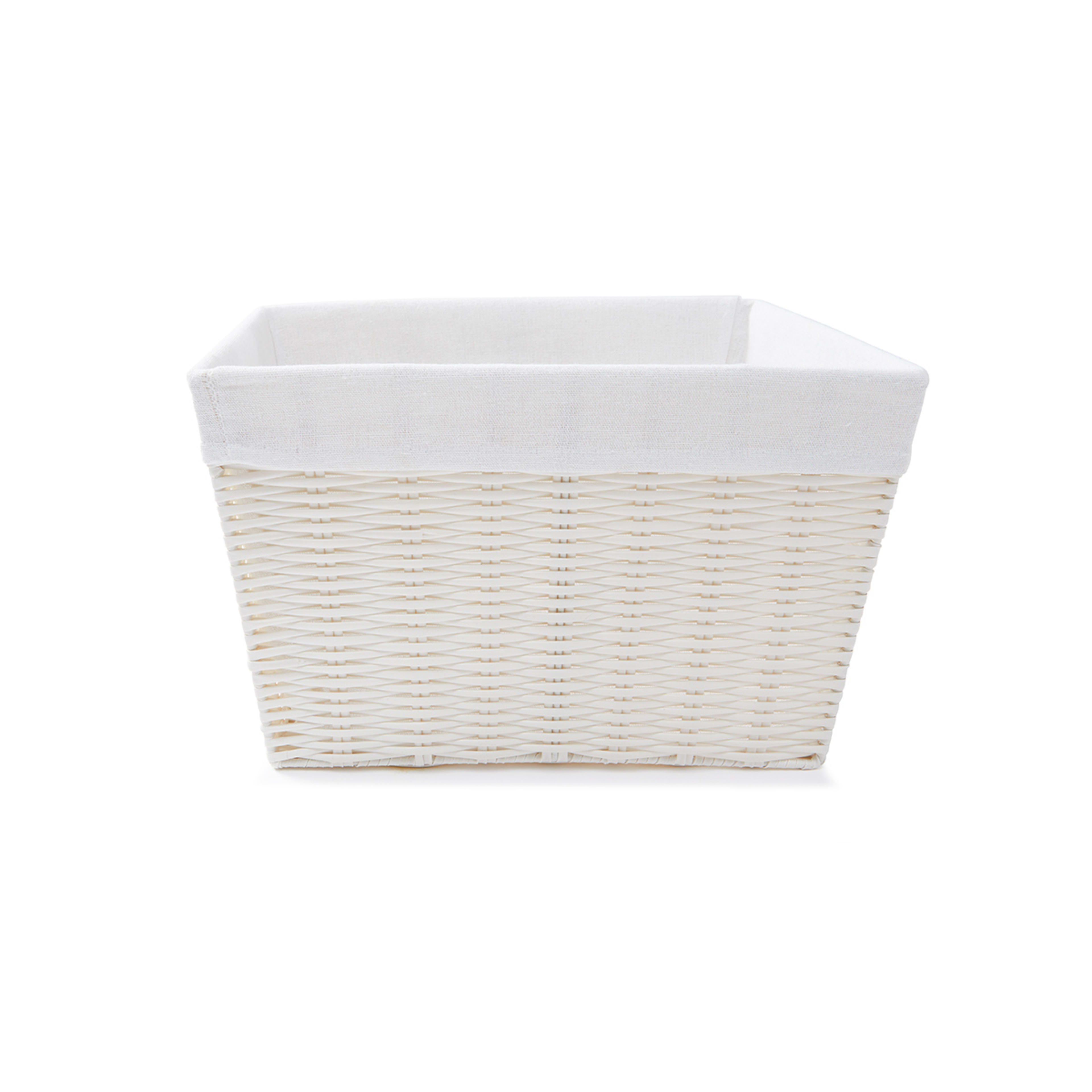 Rattan Look Basket with Liner Medium, White Kmart