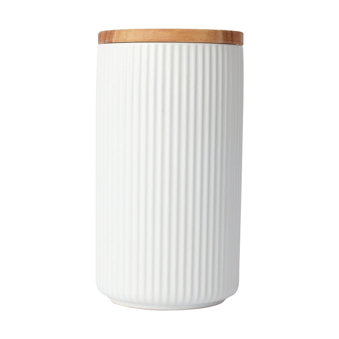 Large White Ribbed Canister Kmart