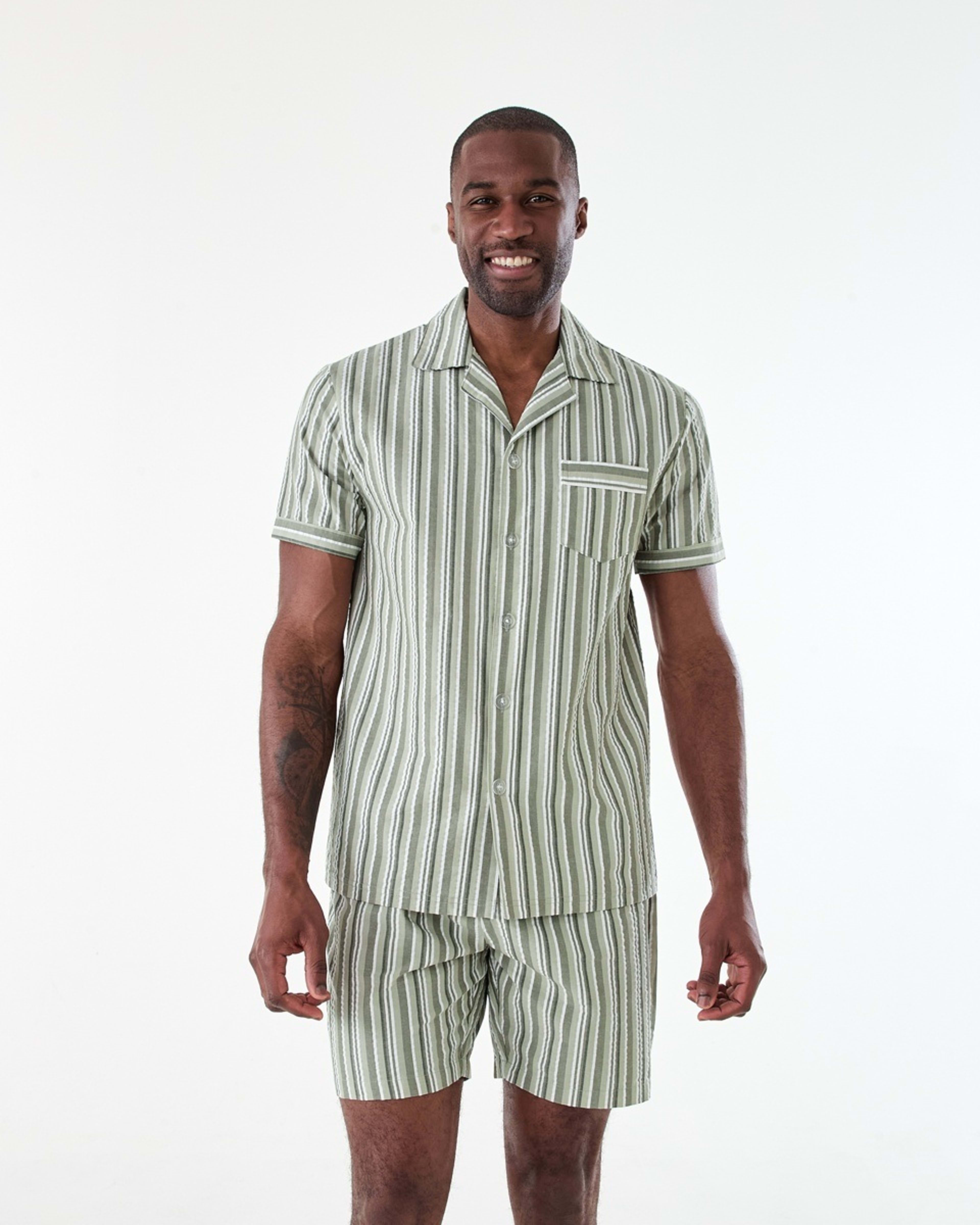 1 Short Sleeve Button Through Pyjama Set CANAL STRIPE