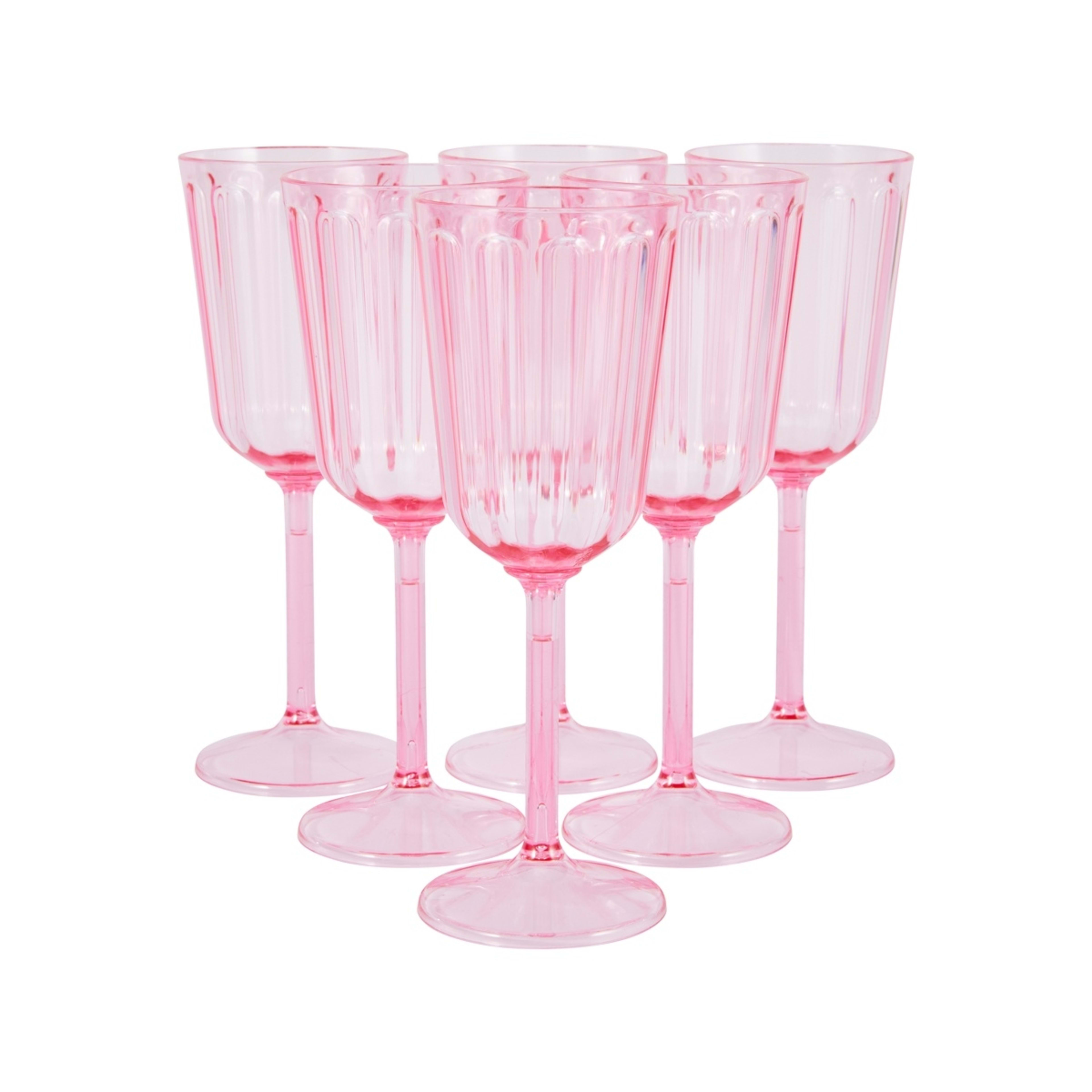 1 6 Piece Reusable Pink Wine Cups, 1 of 5