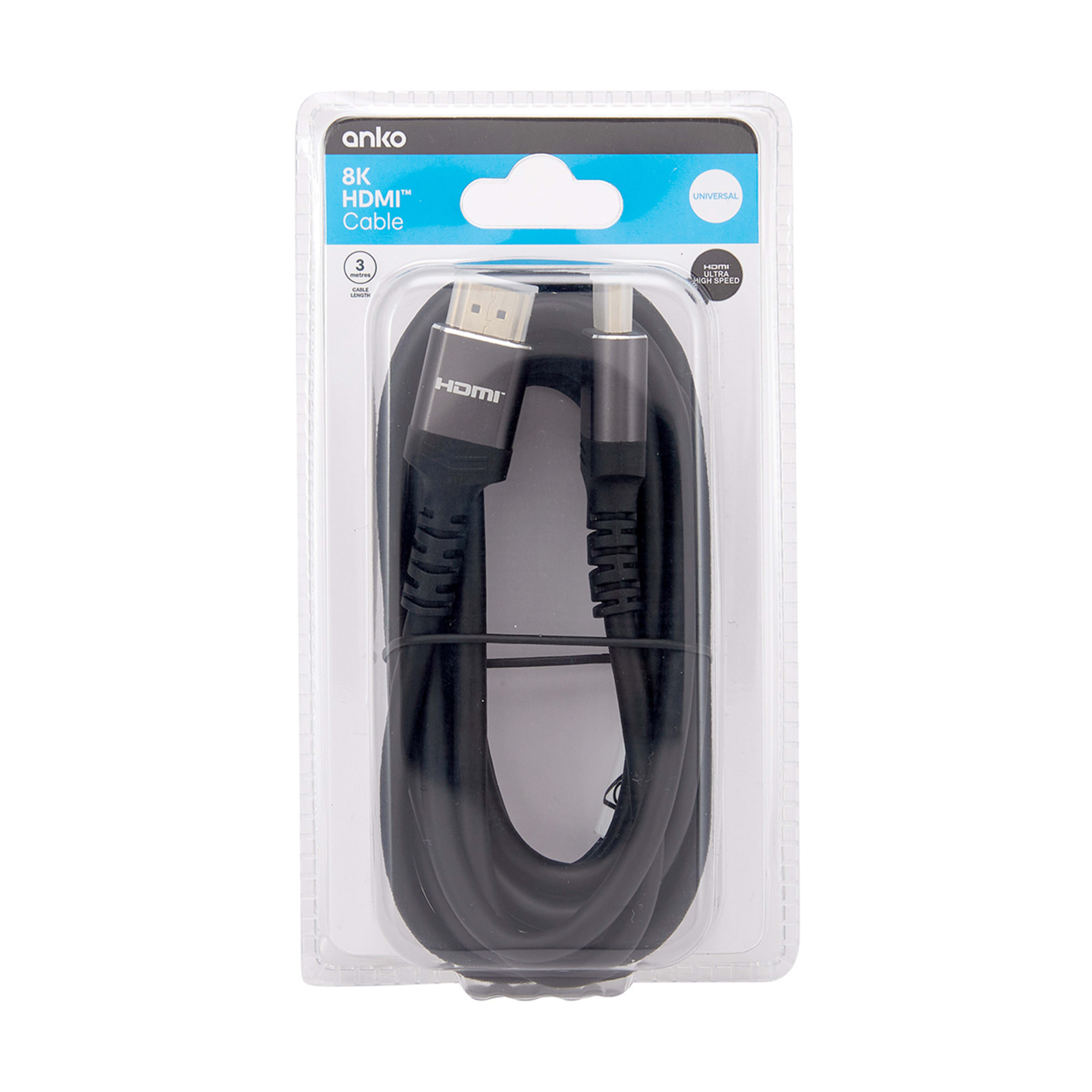 8K HDMI Cable 3m, Grey Kmart