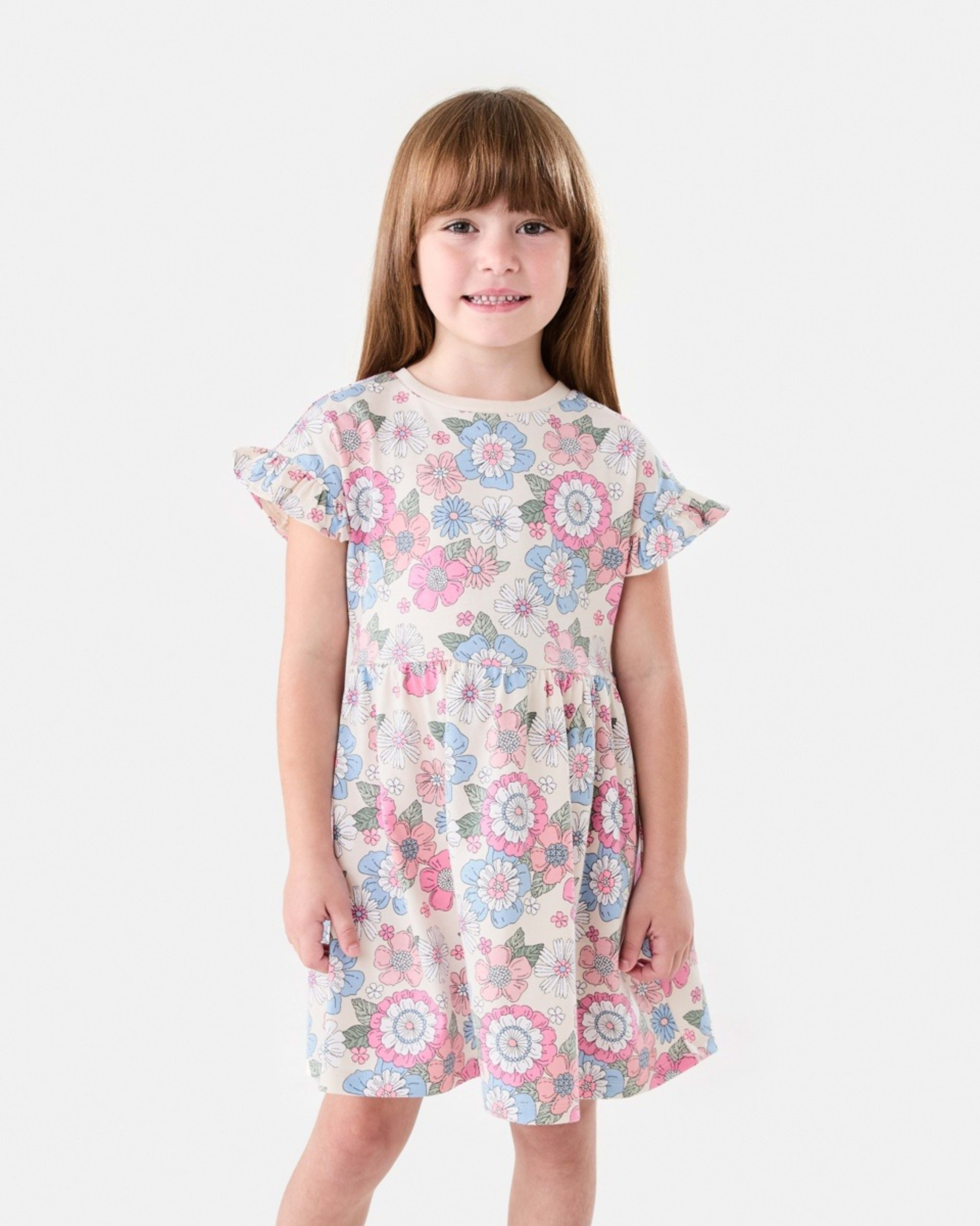 1 Jersey Dress RETRO BLOOMS CHALK, 1 of 7