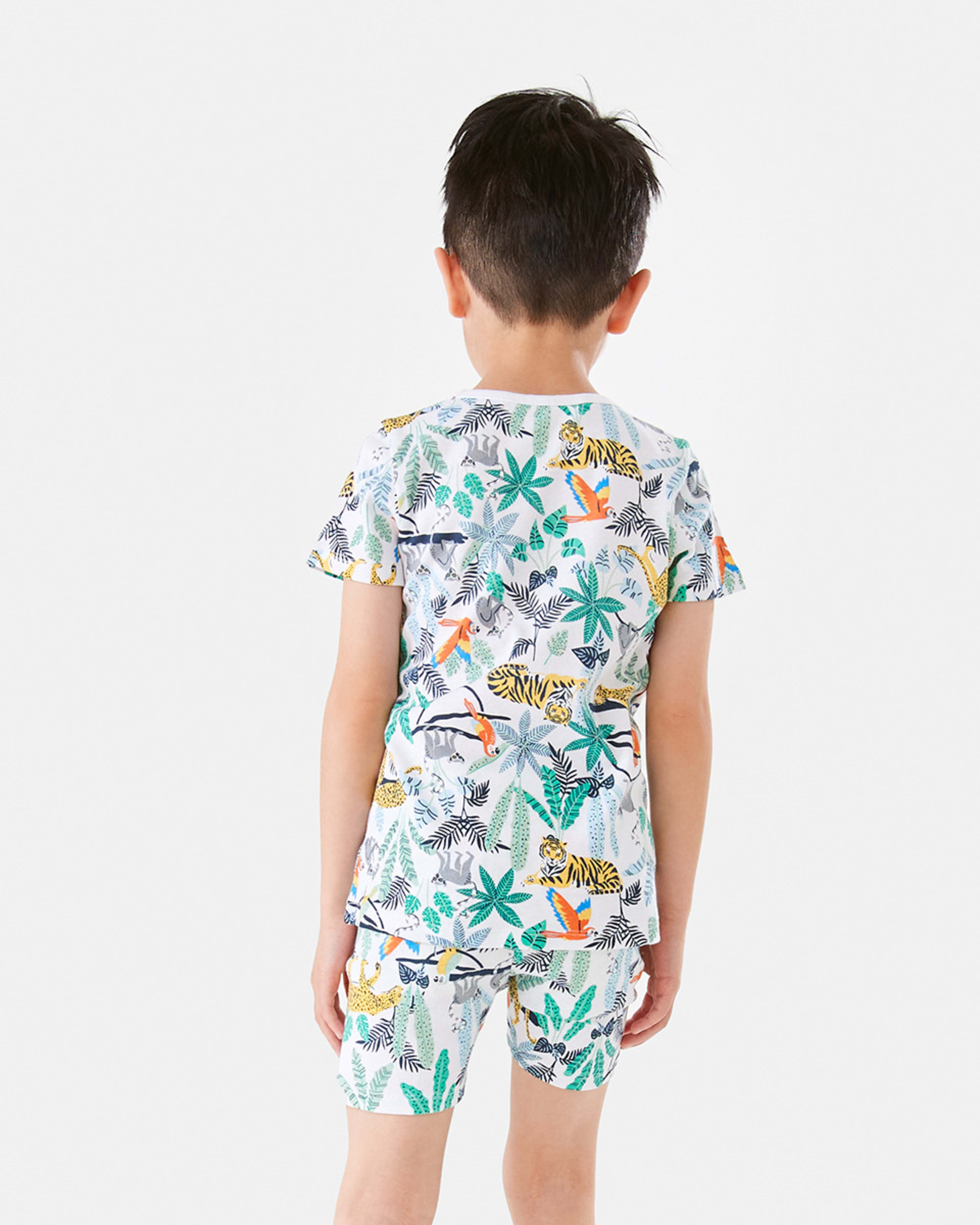 2 Short Sleeve Rib Knit Pyjama Set Multijungl, 2 of 10