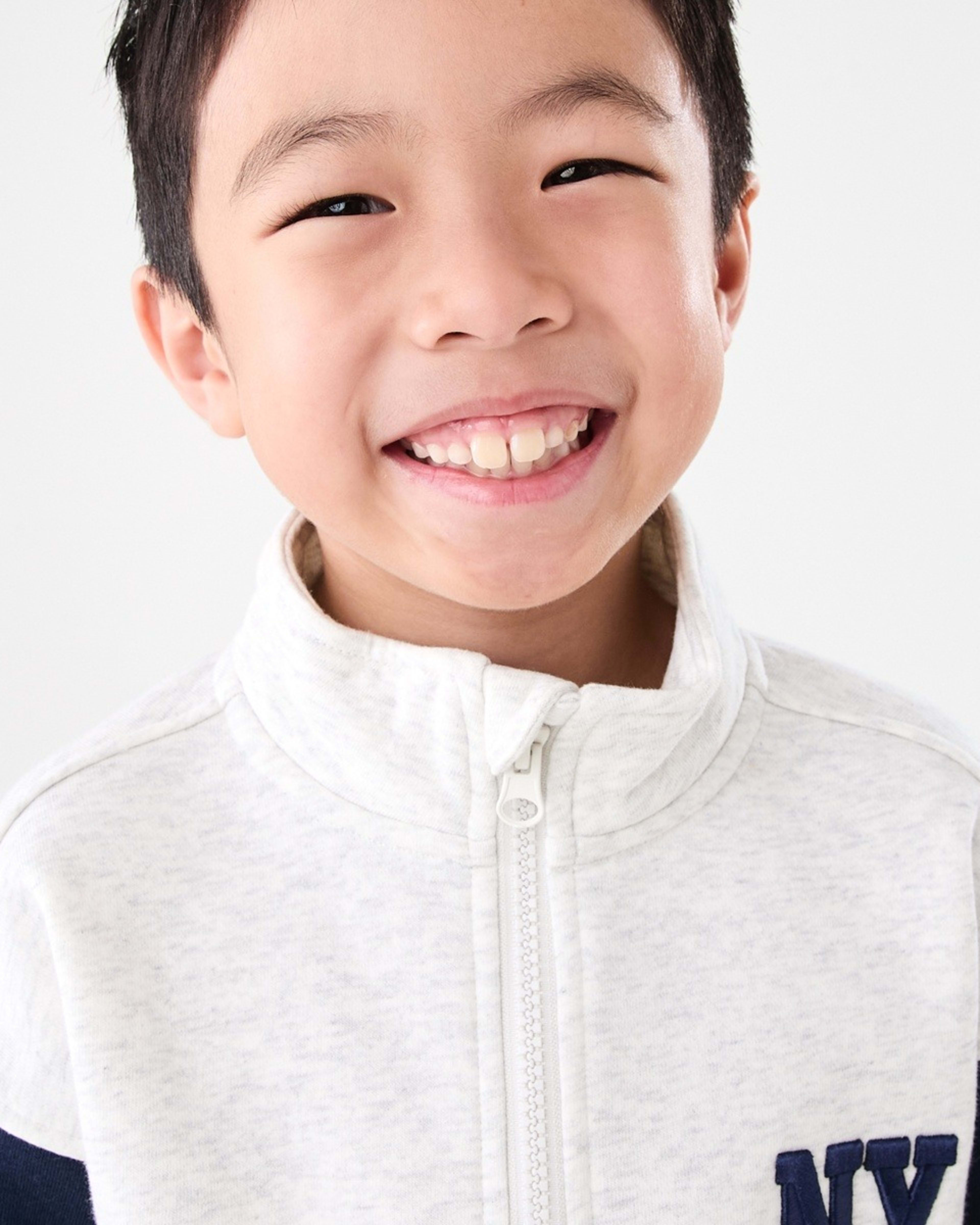 3 Quarter Zip Sweatshirt Wht Marle, 3 of 7