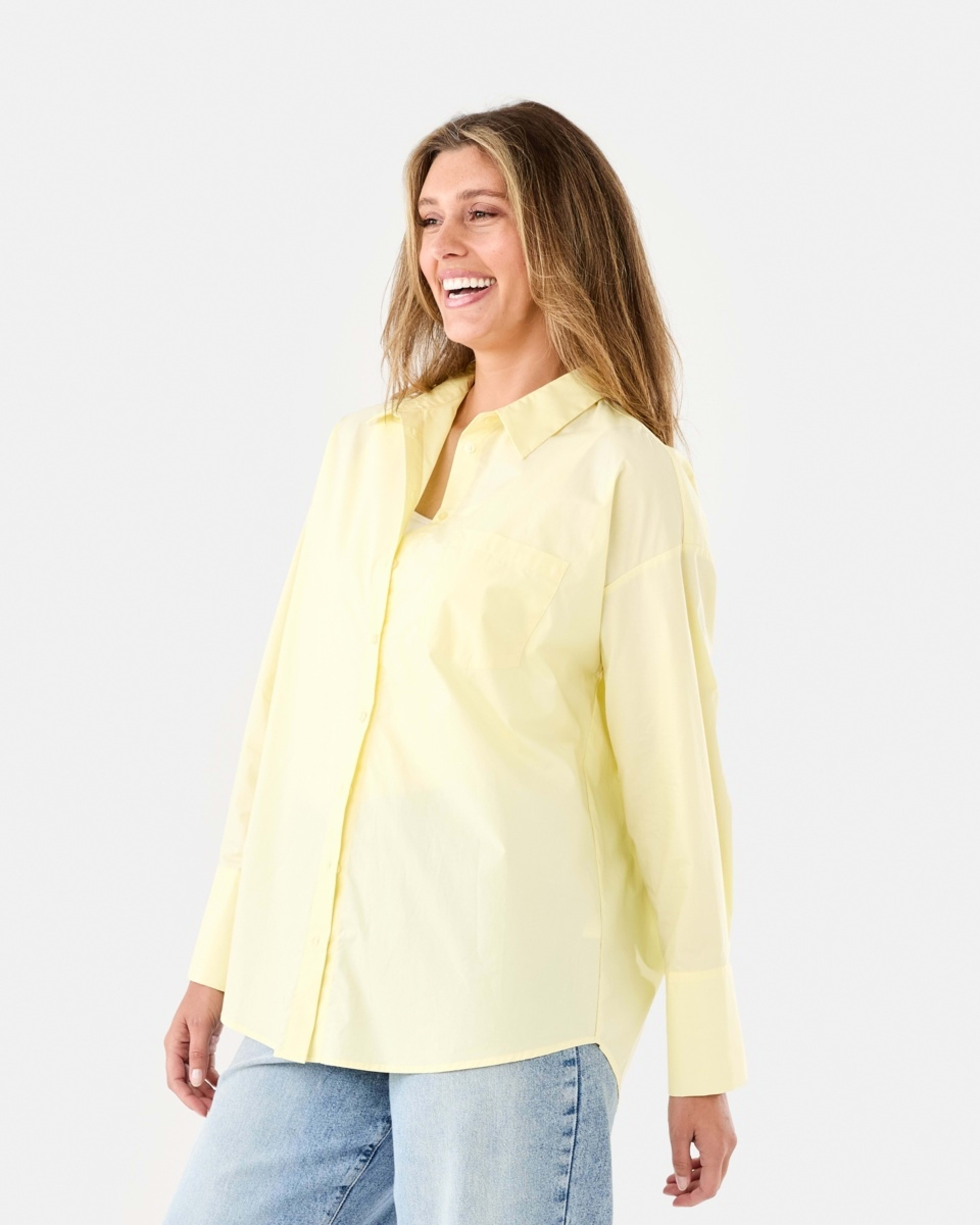 3 Long Sleeve Oversized Cotton Shirt Fln Yellow, 3 of 7
