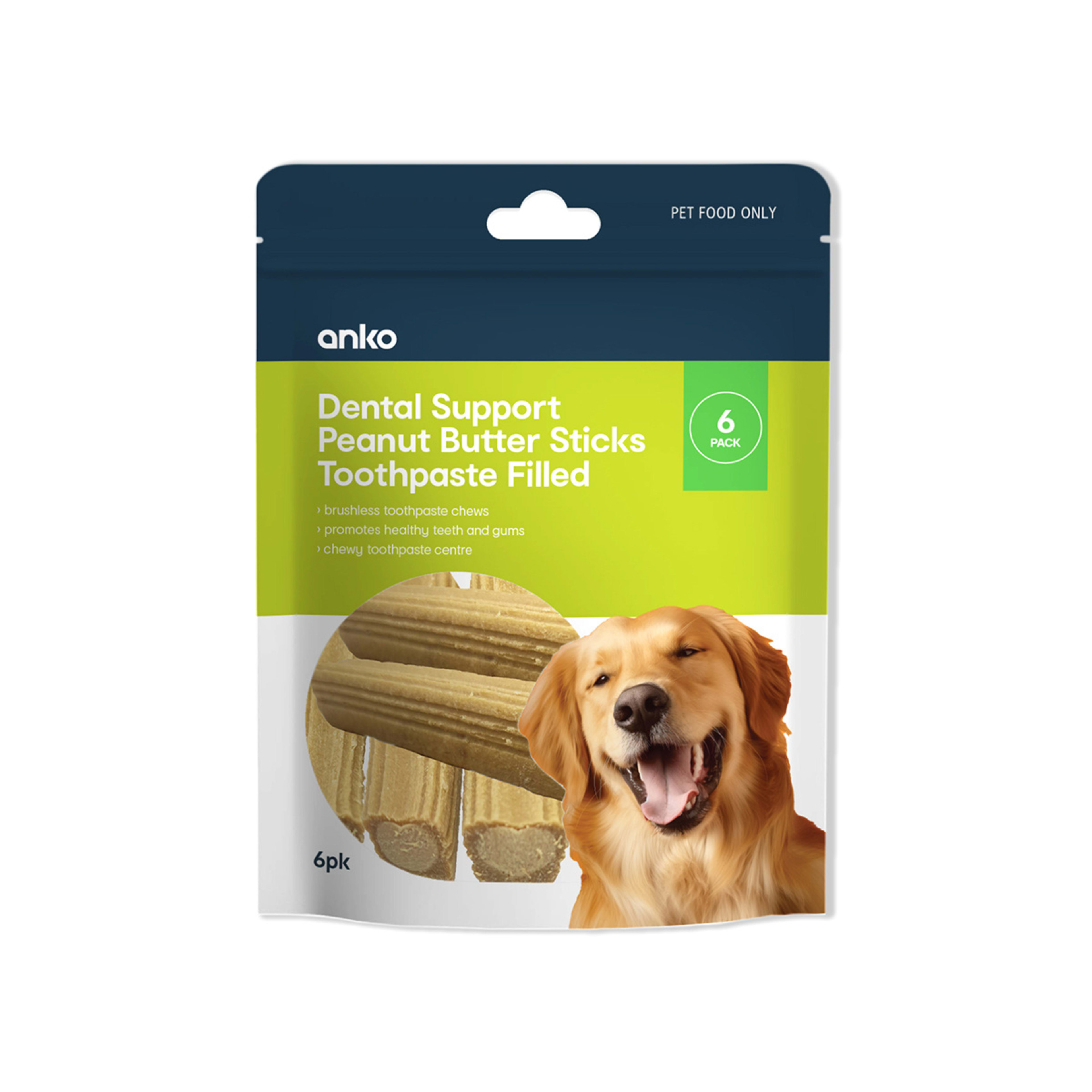 1 6 Pack Pet Treat Toothpaste Dental Sticks Peanut Butter, 1 of 2
