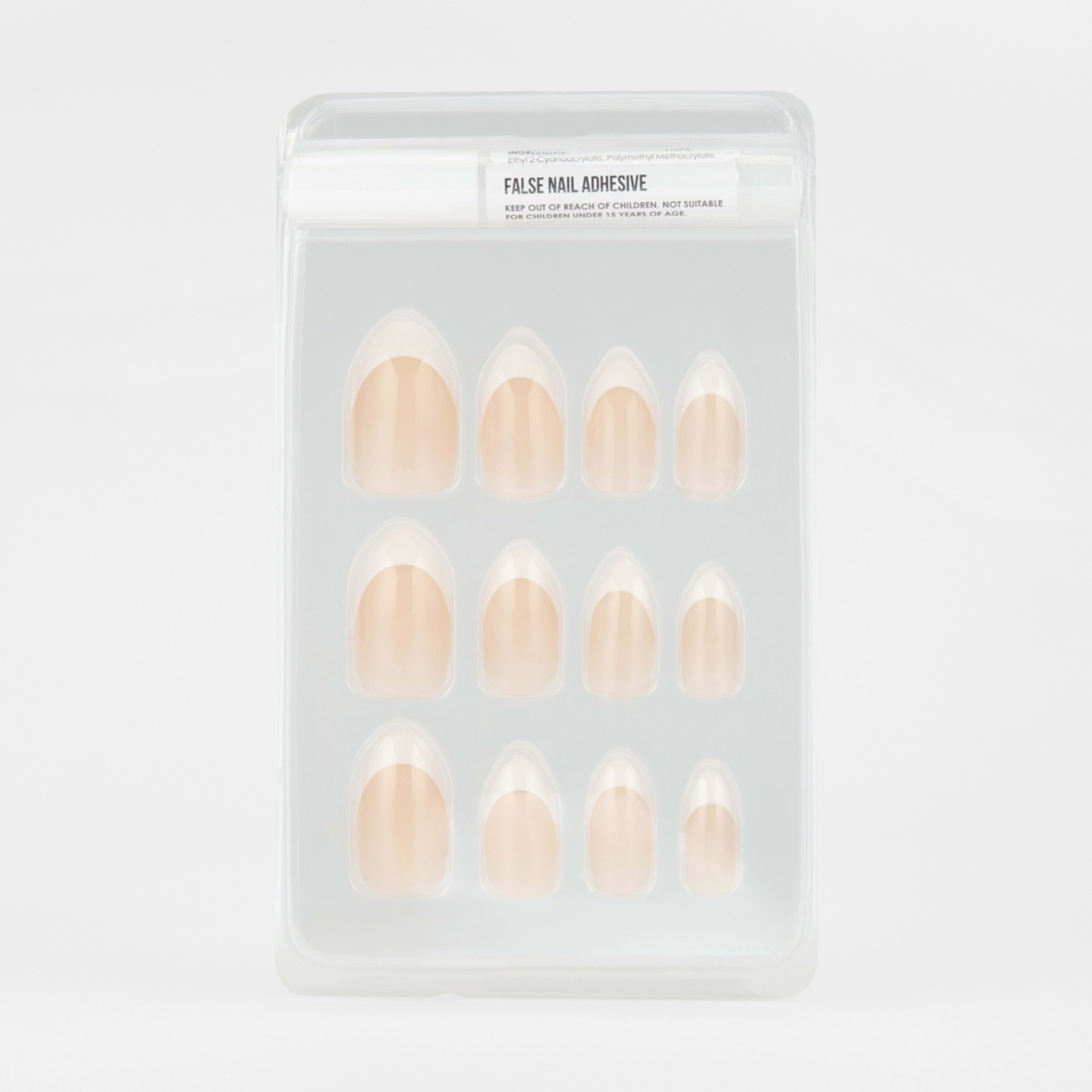 OXX Cosmetics 24 Pack False Nails with Adhesive - Almond Shape, French ...