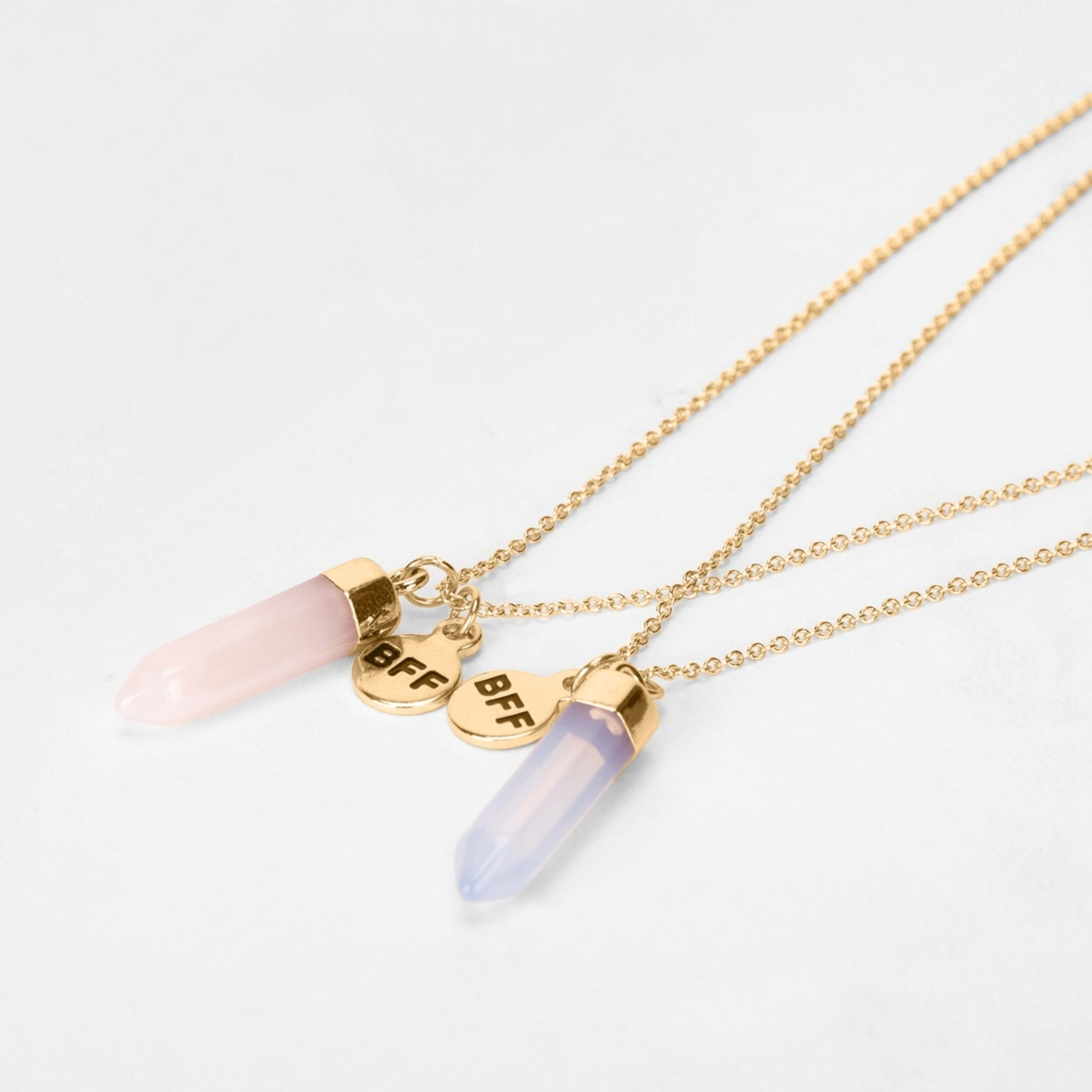2 Pack BFF Crystal Necklace Gold Tone and Pink Kmart