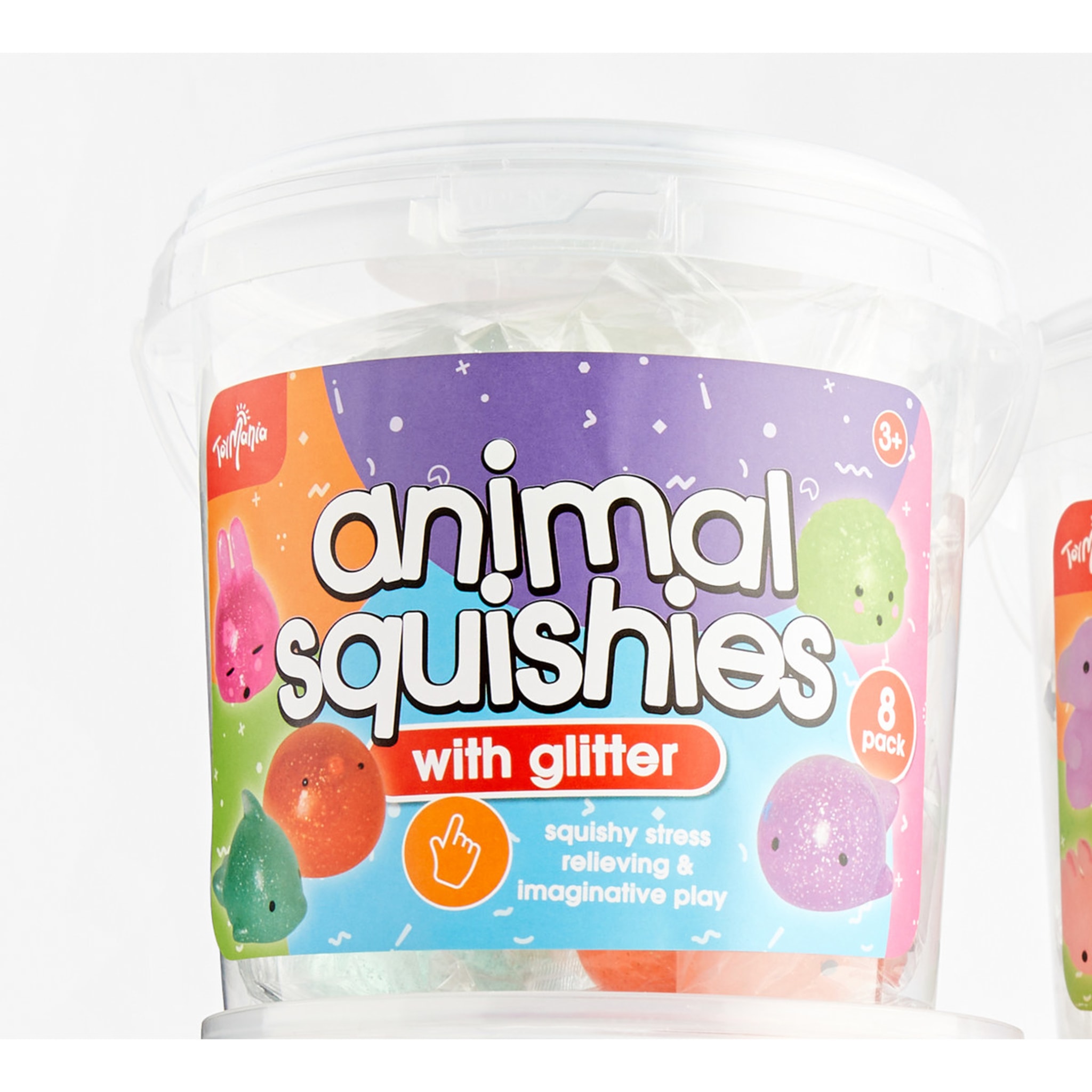 8 Piece ToyMania The Sensory Toy Box Animal Squishies with Glitter