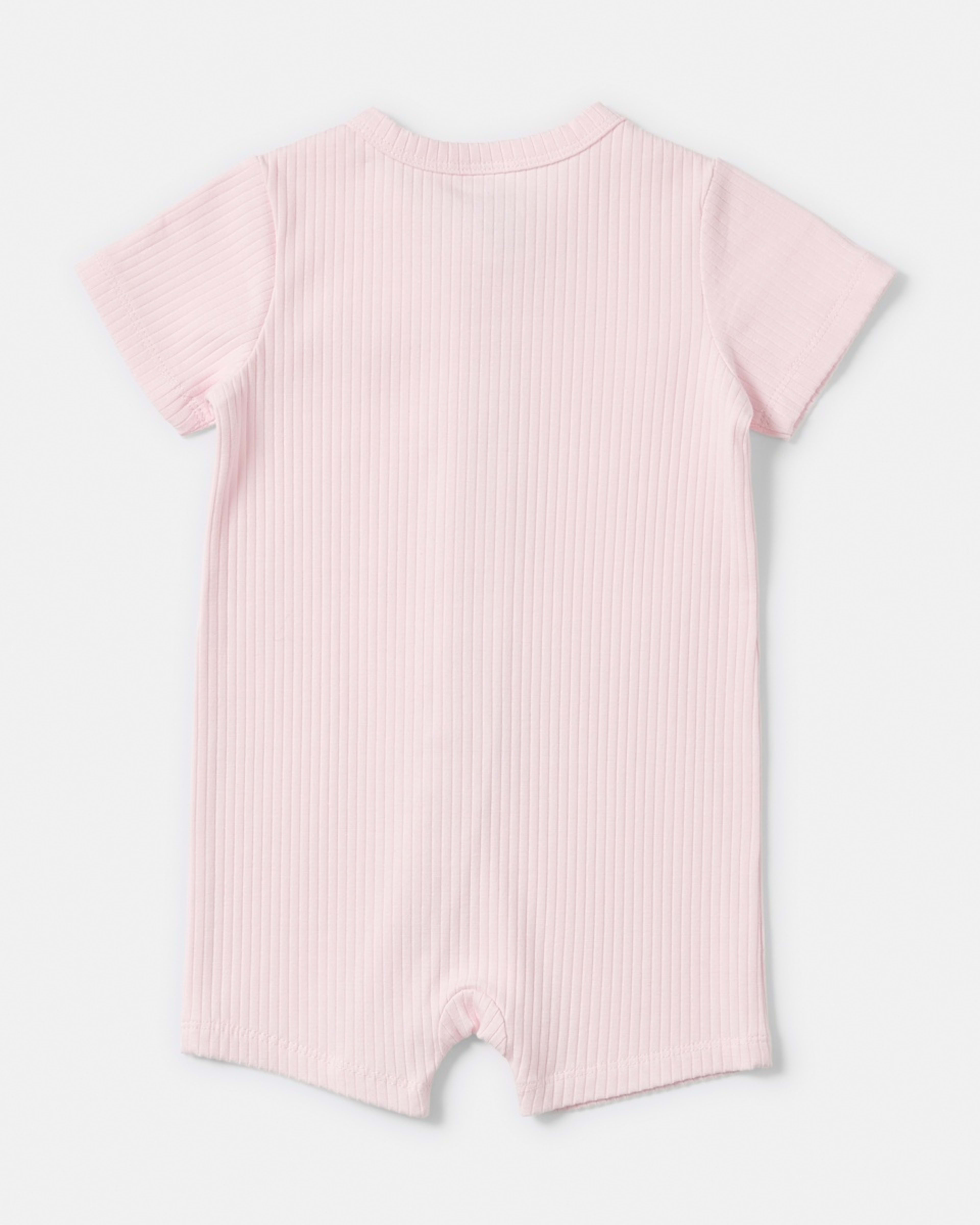 2 Short Sleeve Rib Zip Romper BALLERINA, 2 of 4