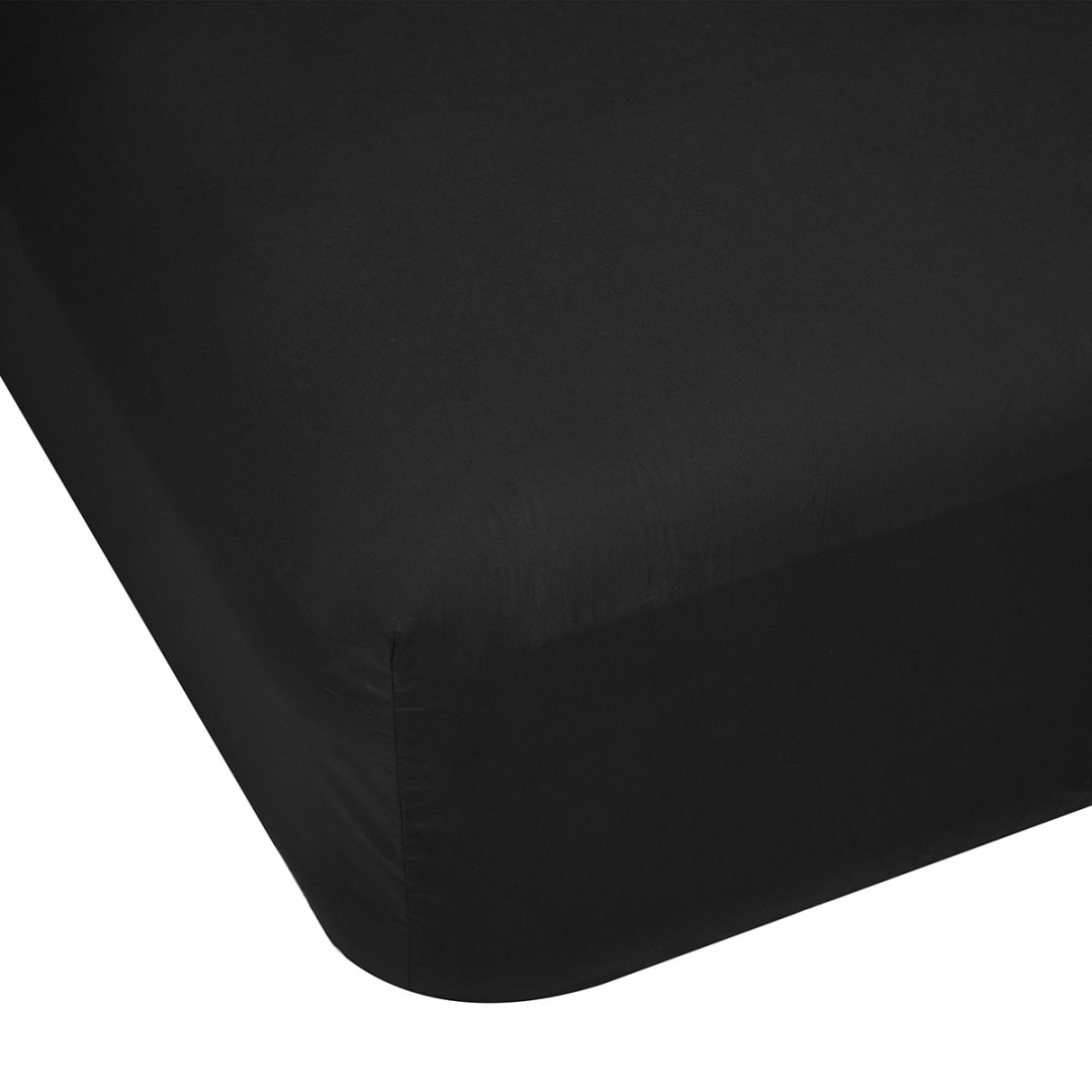 250 Thread Count Cotton Rich Fitted Sheet Single Bed, Black Kmart