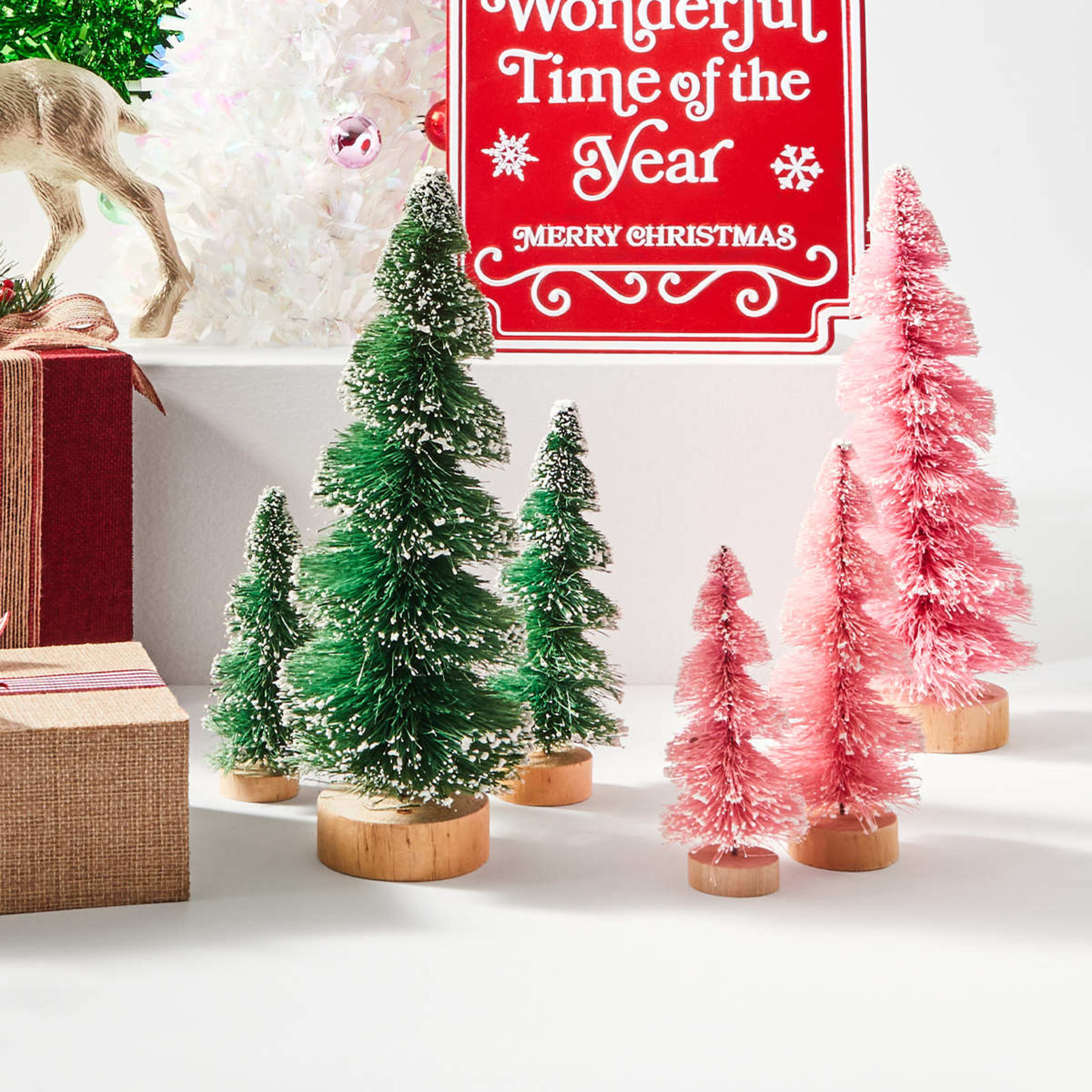 3 Pack Christmas Bottlebrush Tree Decoration Assorted Kmart