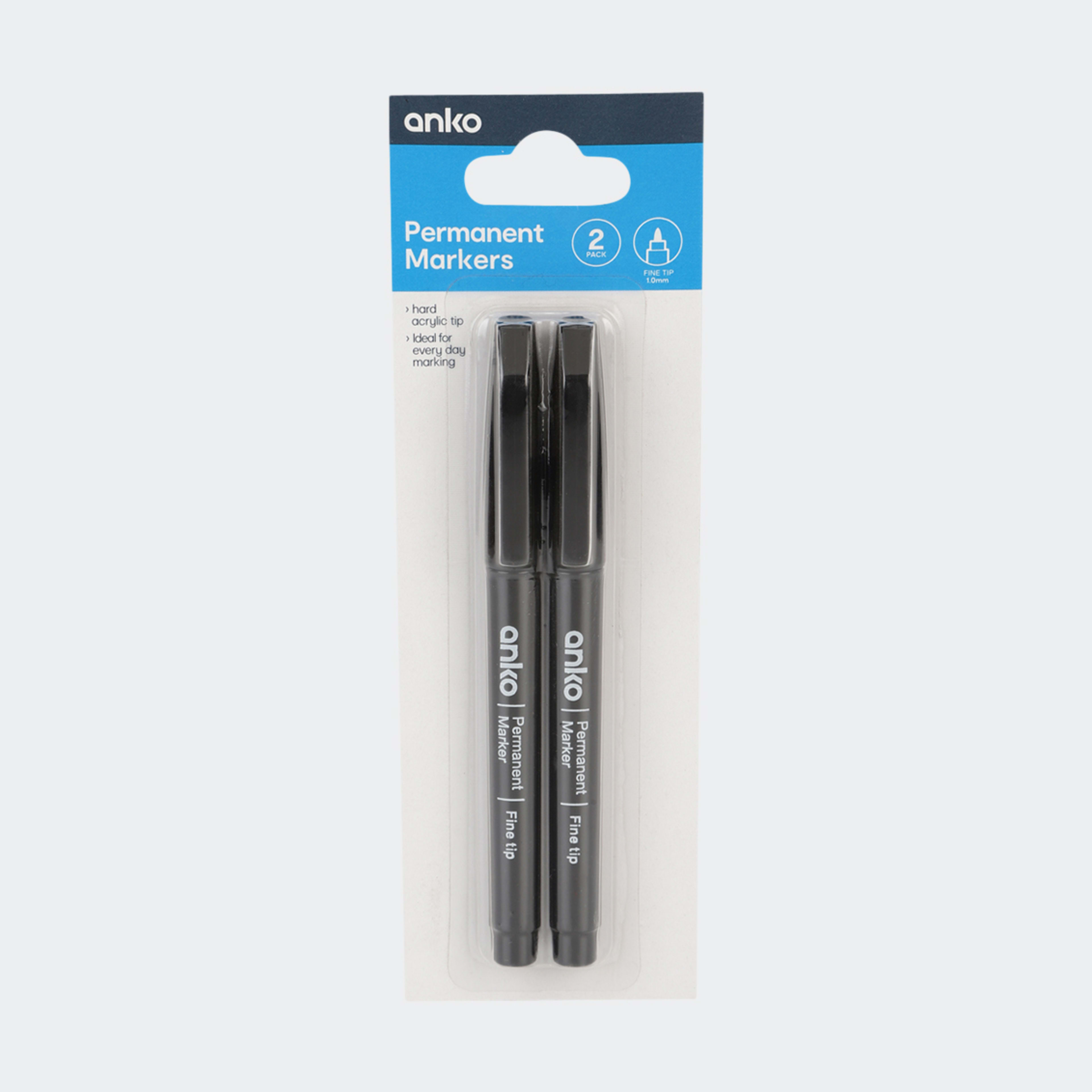 2 Pack Permanent Markers Black Kmart