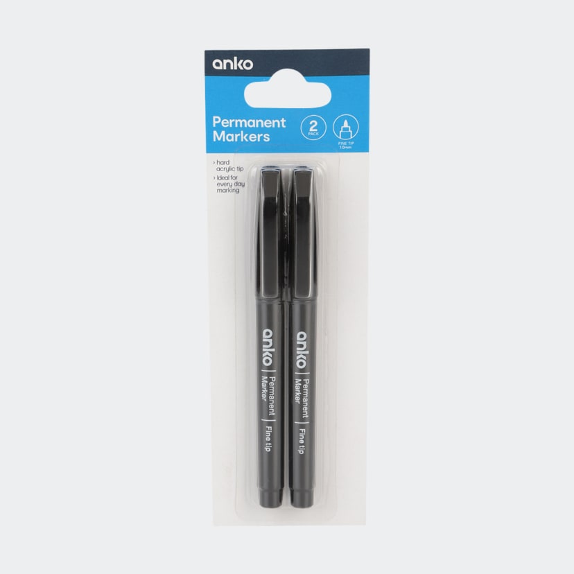 2 Pack Permanent Markers Black Kmart