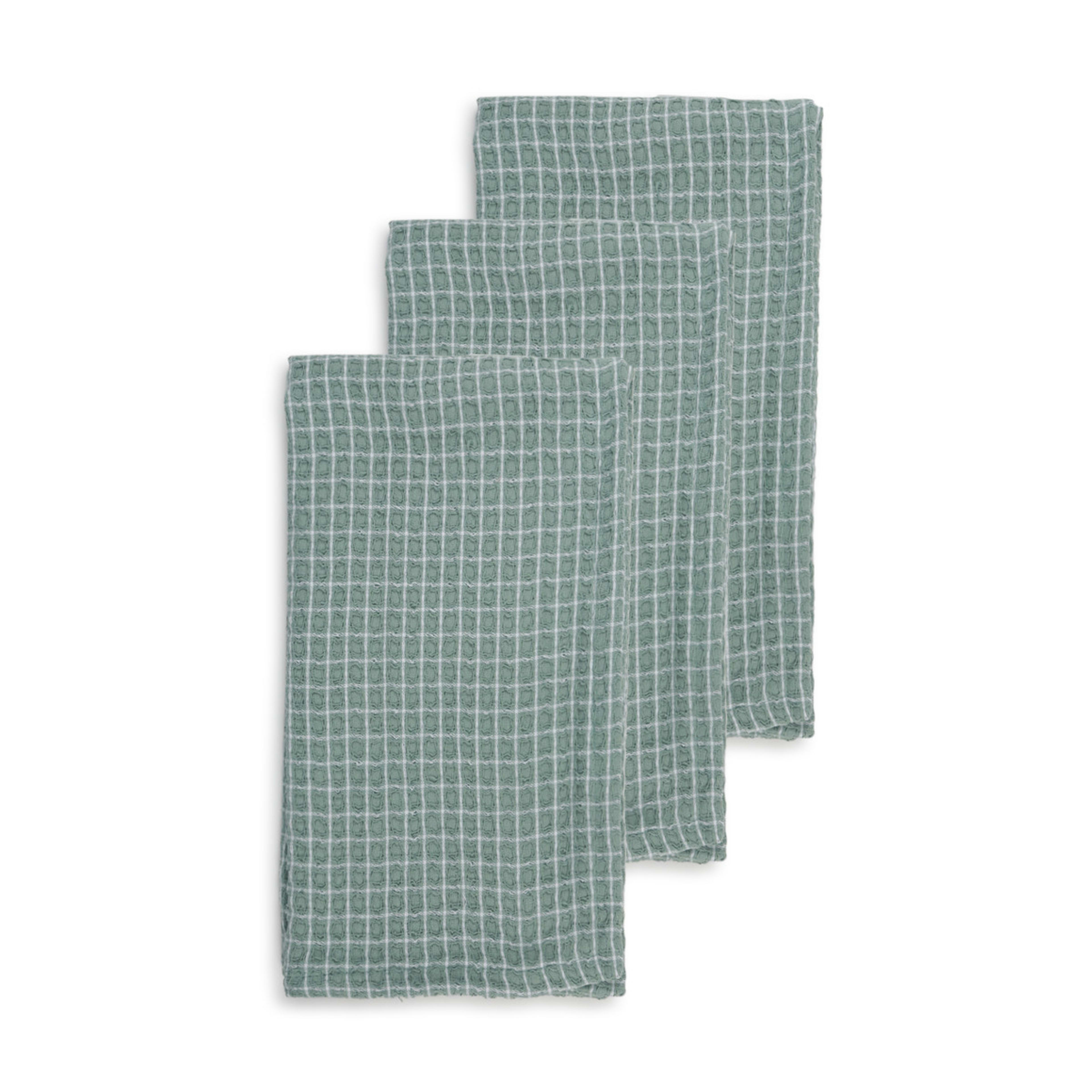 1 3 Pack Sage Waffle Tea Towels, 1 of 6