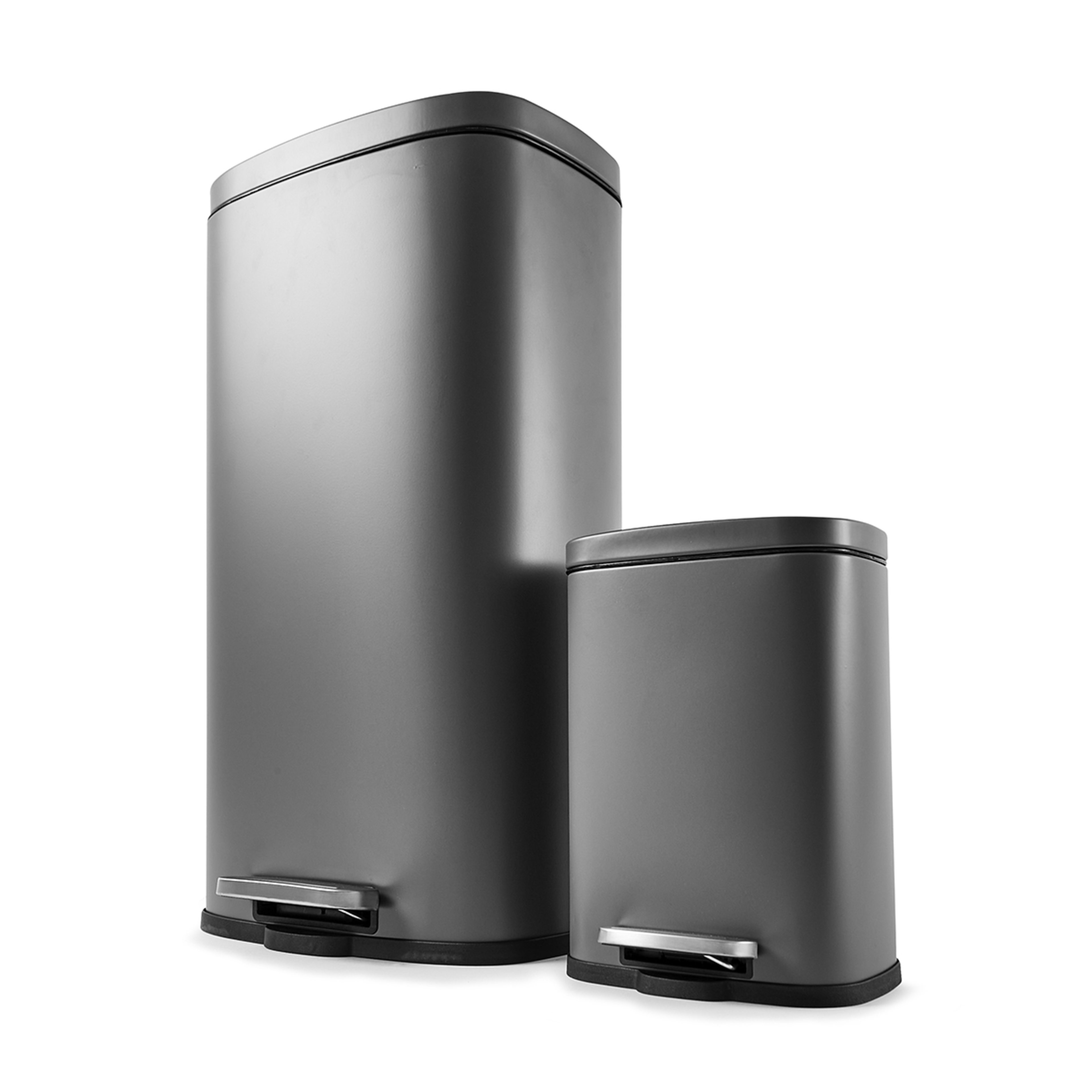 Set of 2 Matte Grey Pedal Bins Kmart