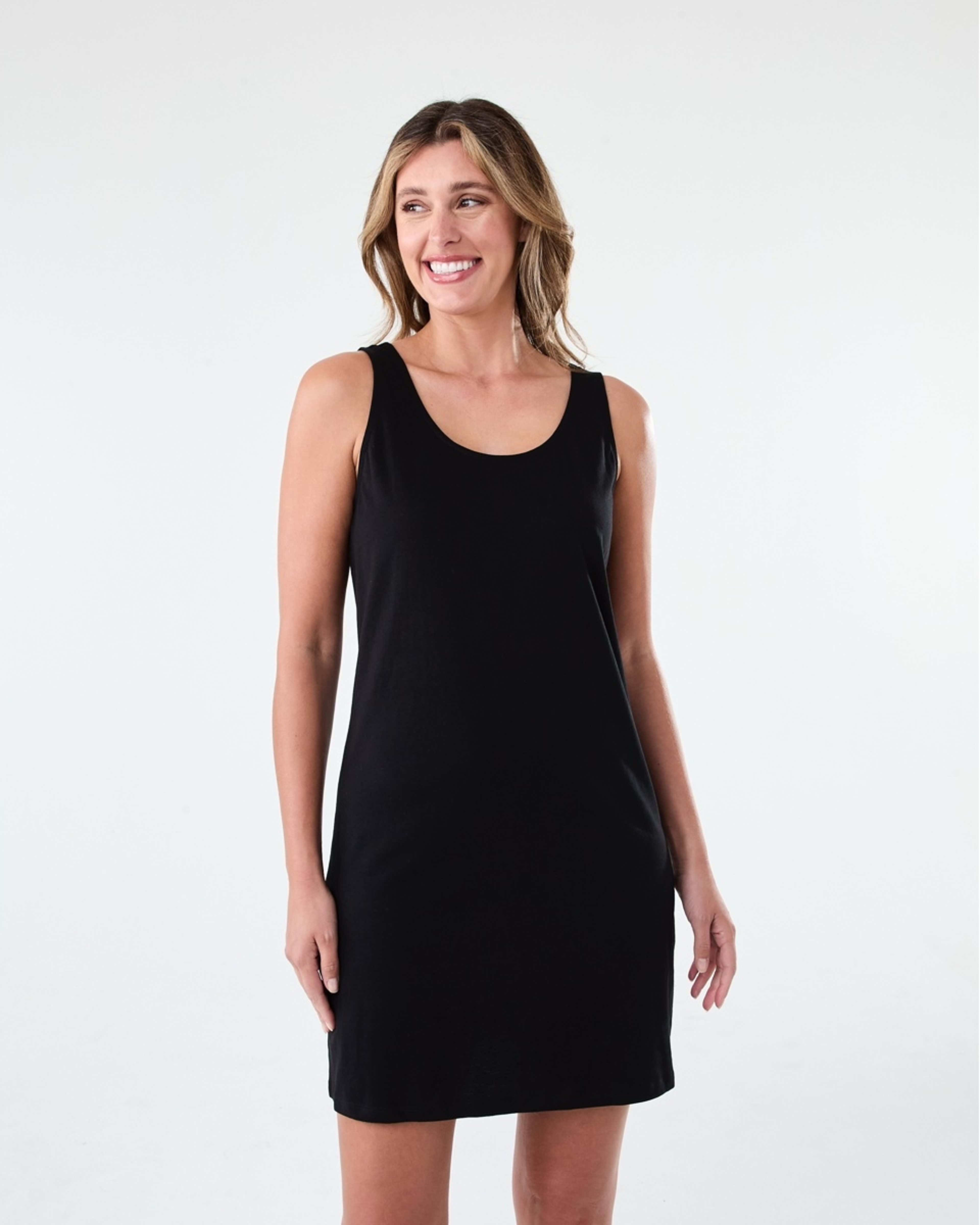 1 Sleeveless Tank Mini Dress Black, 1 of 6