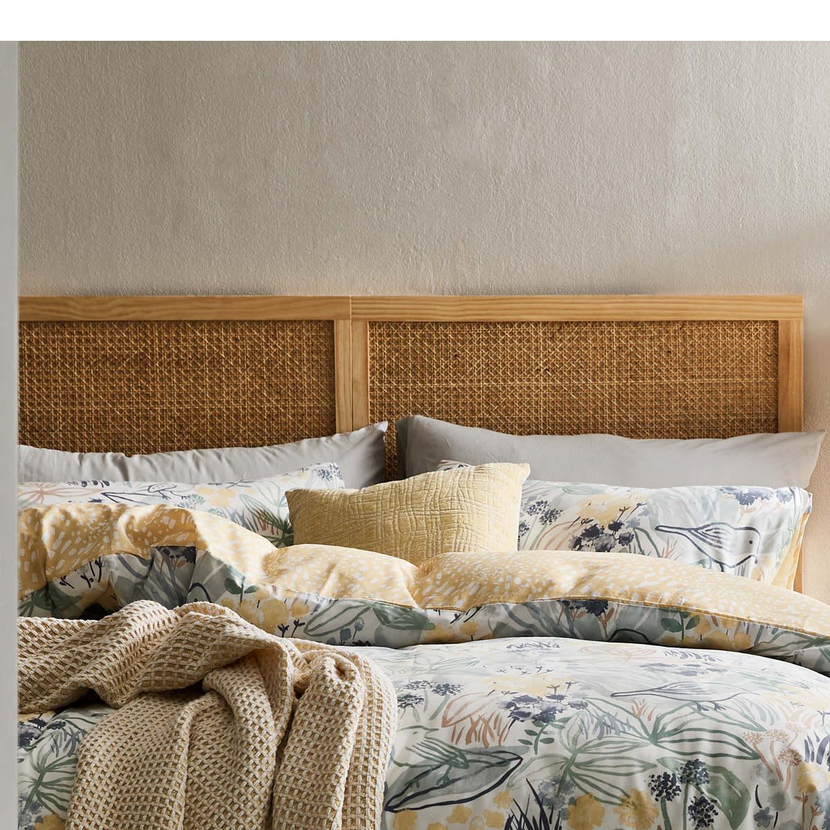 Queen Bed Rattan Bedhead Kmart