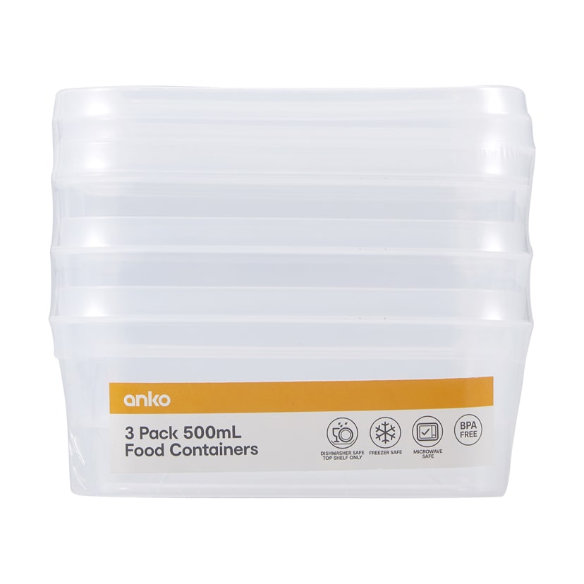3 Pack 500ml Food Containers Kmart
