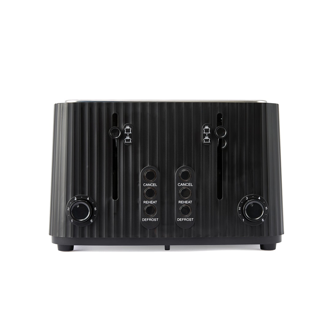 4 Slice Fluted Toaster Black Kmart