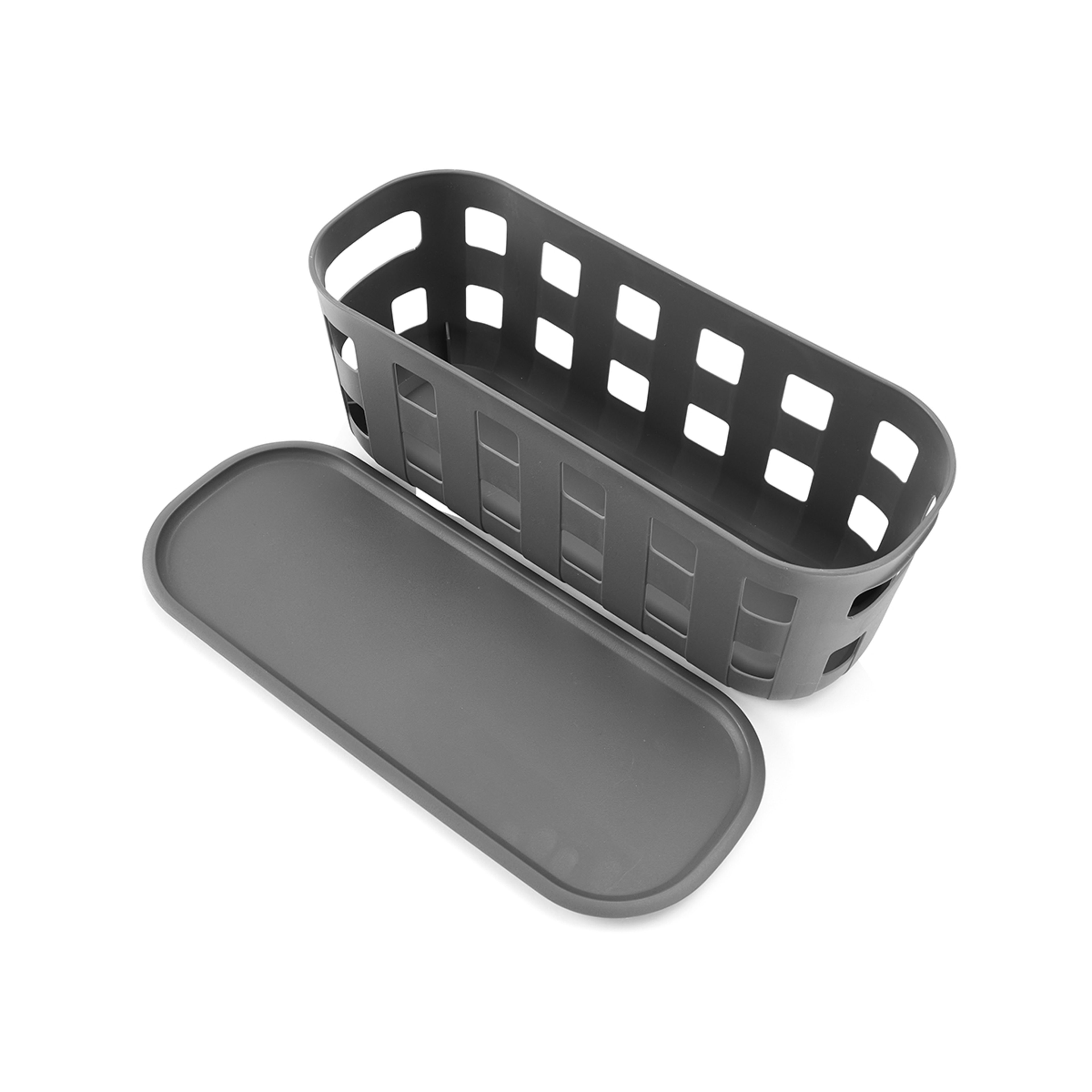 5 5.6L Rectangle Trellis Basket with Lid - Charcoal, 5 of 9