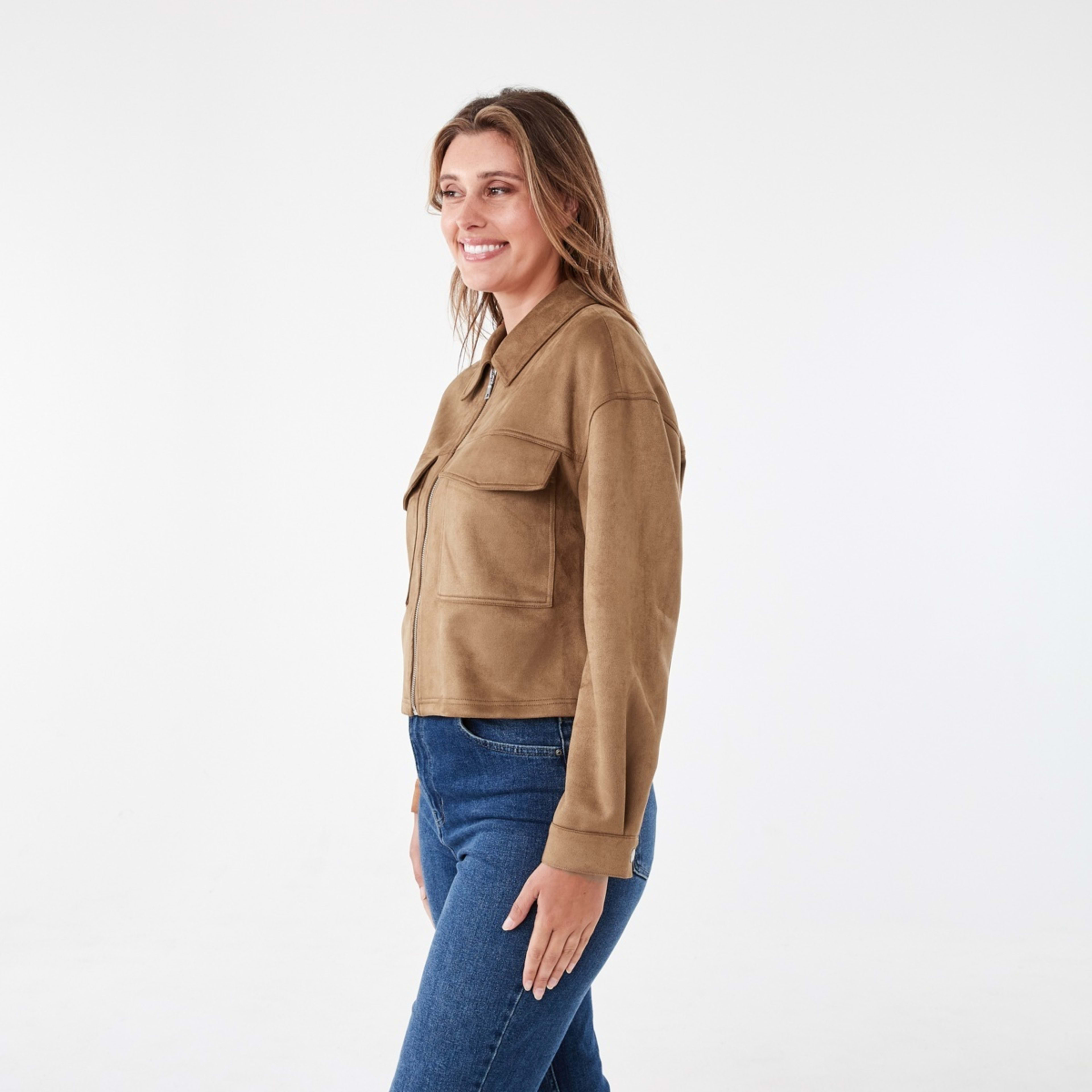 3 Suedette Shacket Deep Camel, 3 of 7