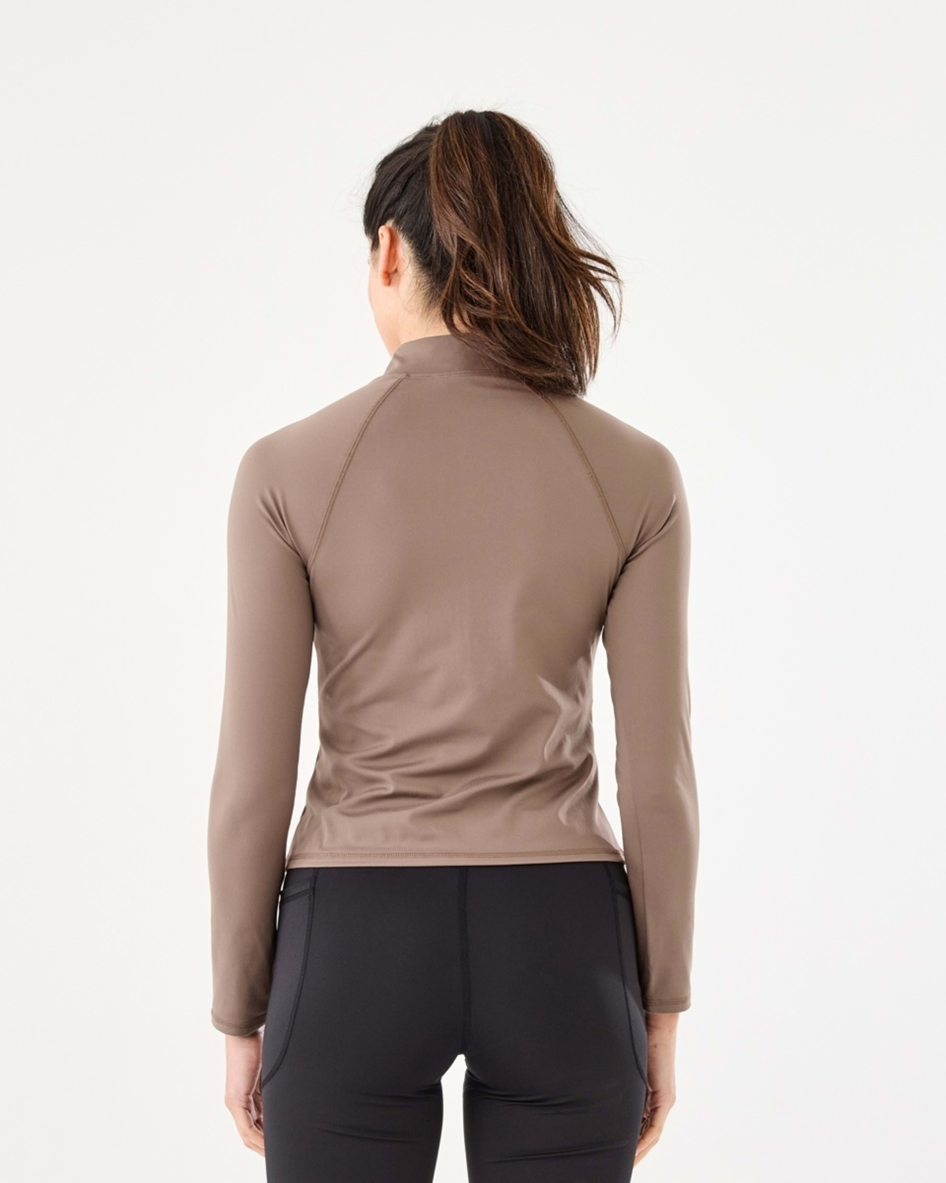 3 Active Womens Long Sleeve 1/4 Zip Ultrasoft Top Wd Taupe, 3 of 6