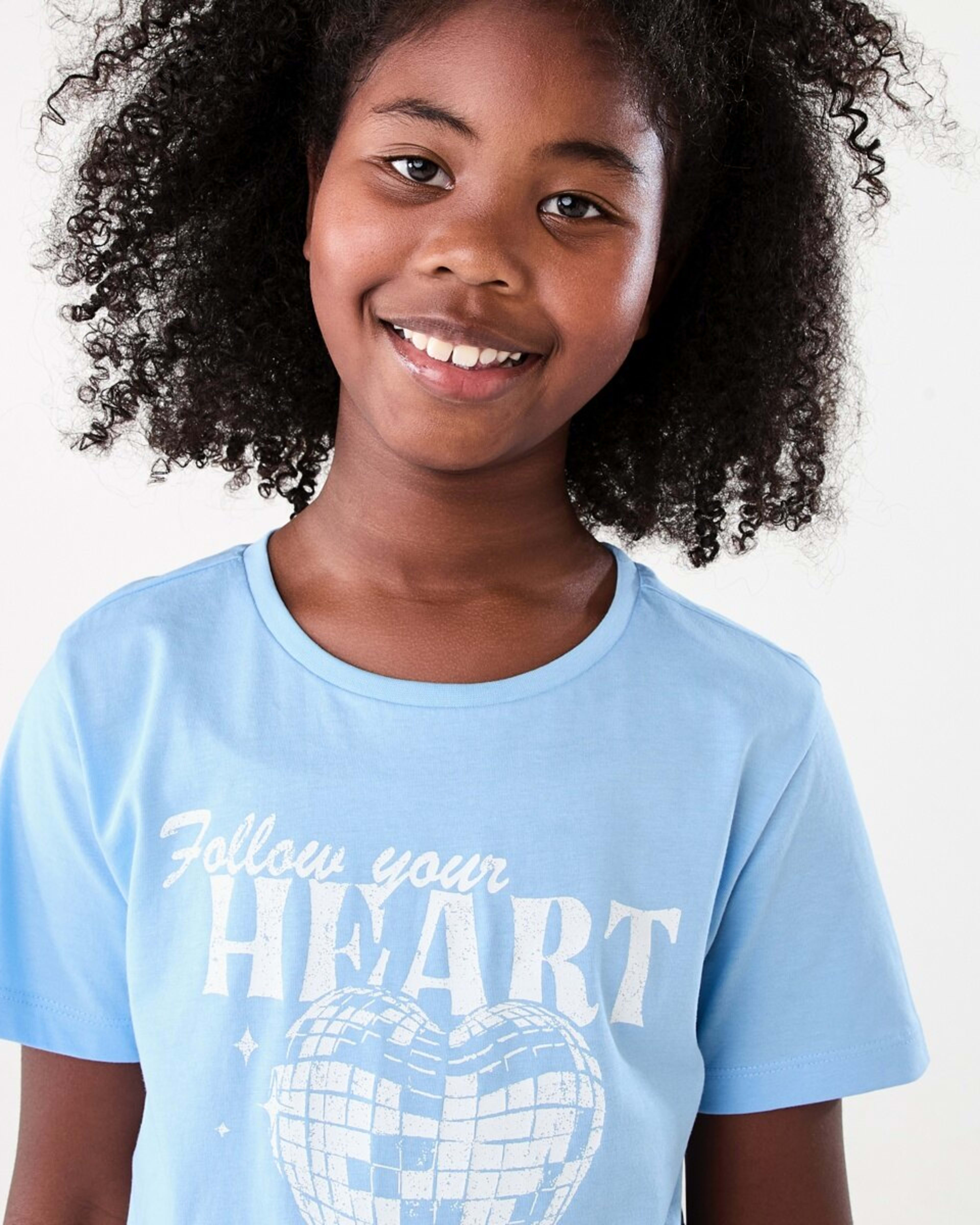 3 Short Sleeve Print T-shirt FOLLOW YOUR HEART BLUE, 3 of 6