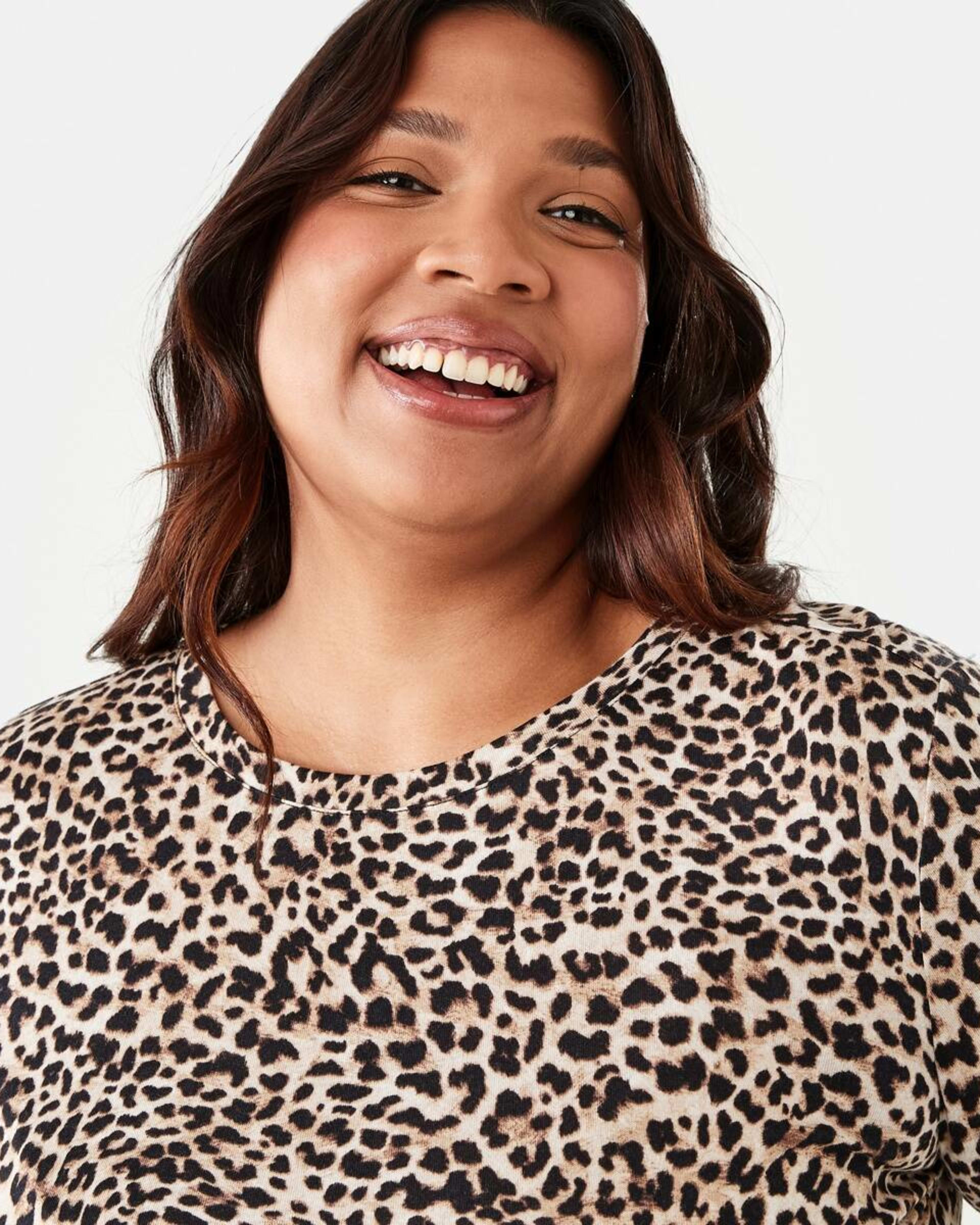 4 Curve Long Sleeve Smock Top Brwn Leo, 4 of 6