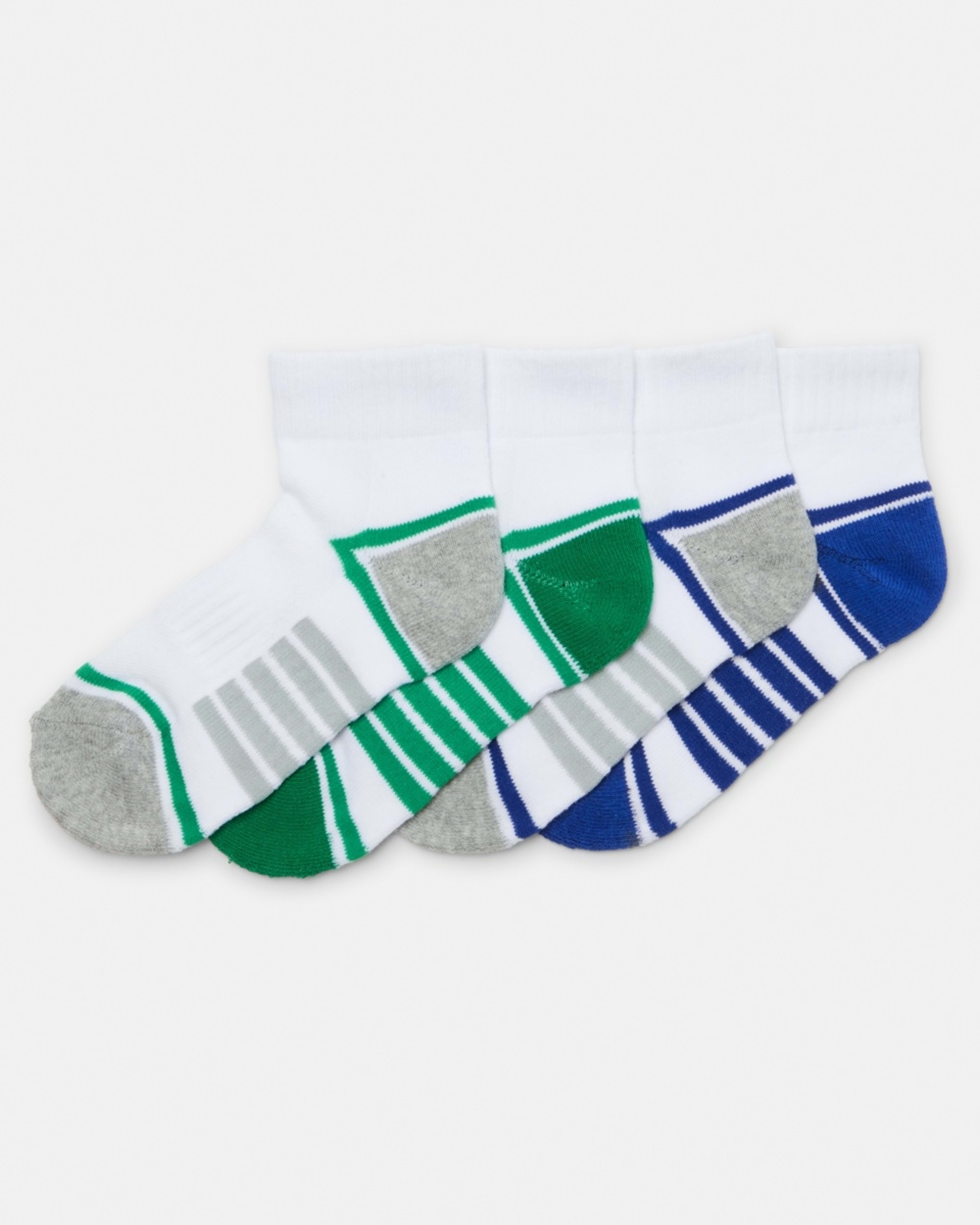 1 4 Pack Active Kids Quarter Crew Socks GREEN MULTI, 1 of 3
