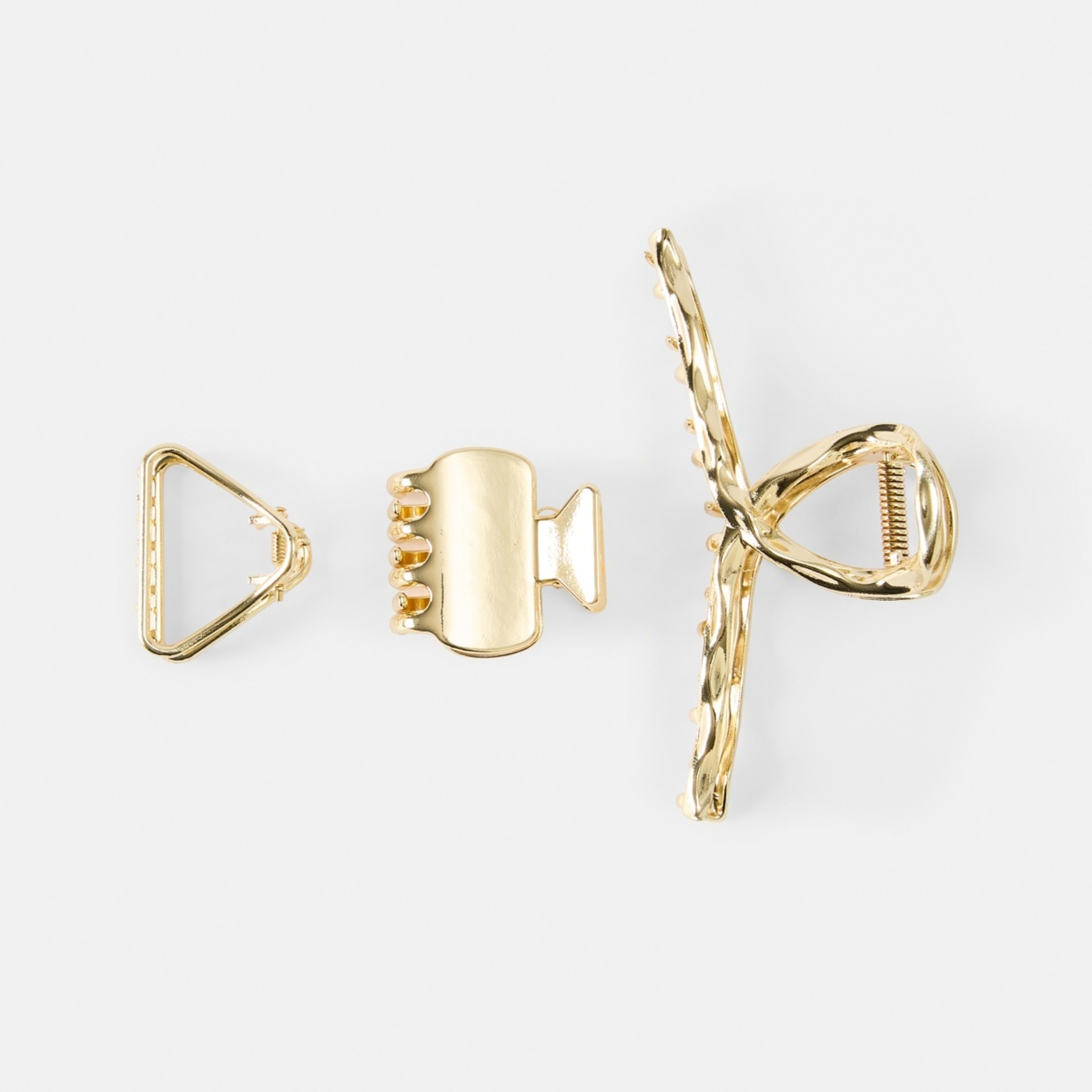 2 3 Pack Gold Tone Mix Statement Claw Hair Clips, 2 of 4