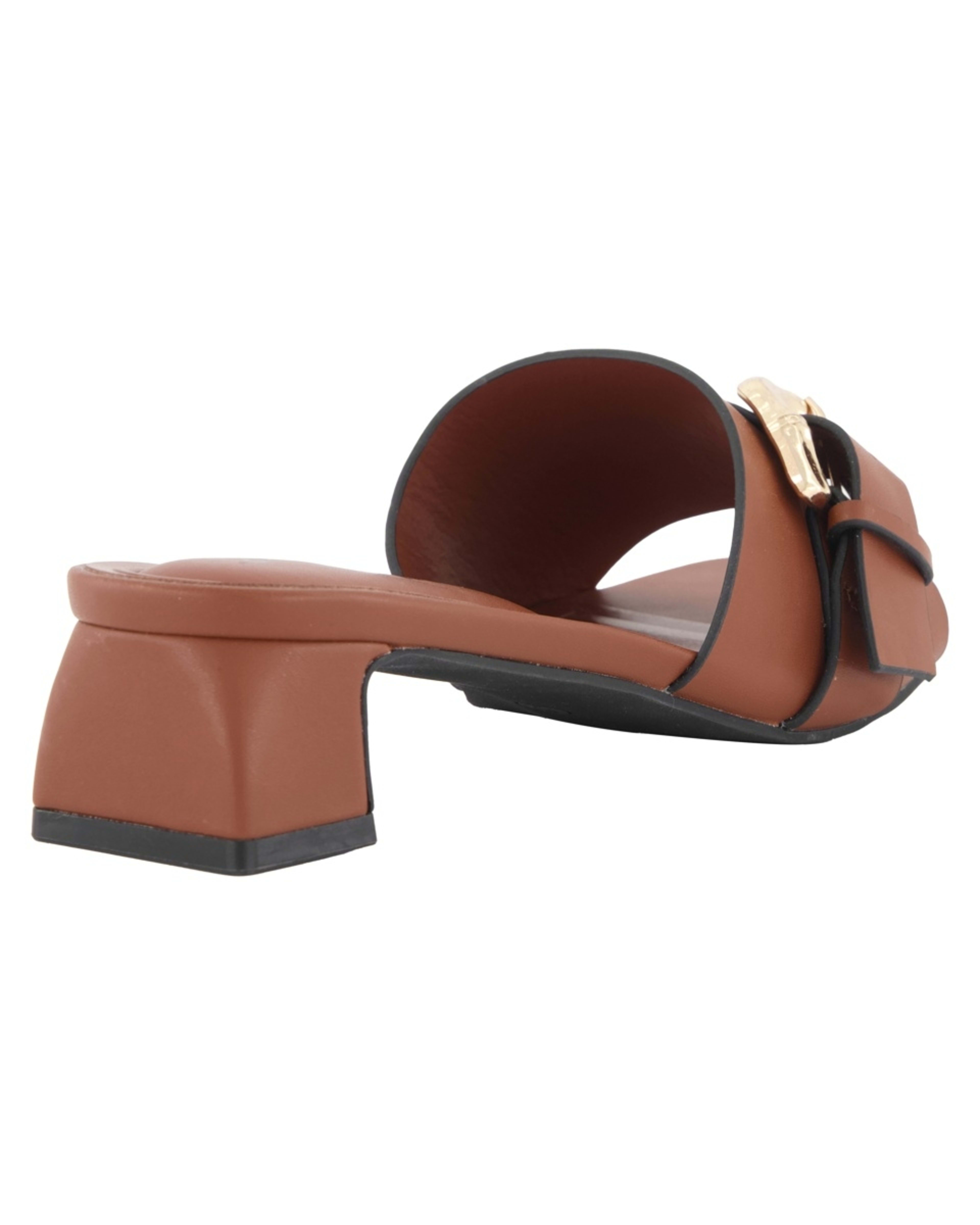 4 Buckle Low Heel Mules Tan, 4 of 5