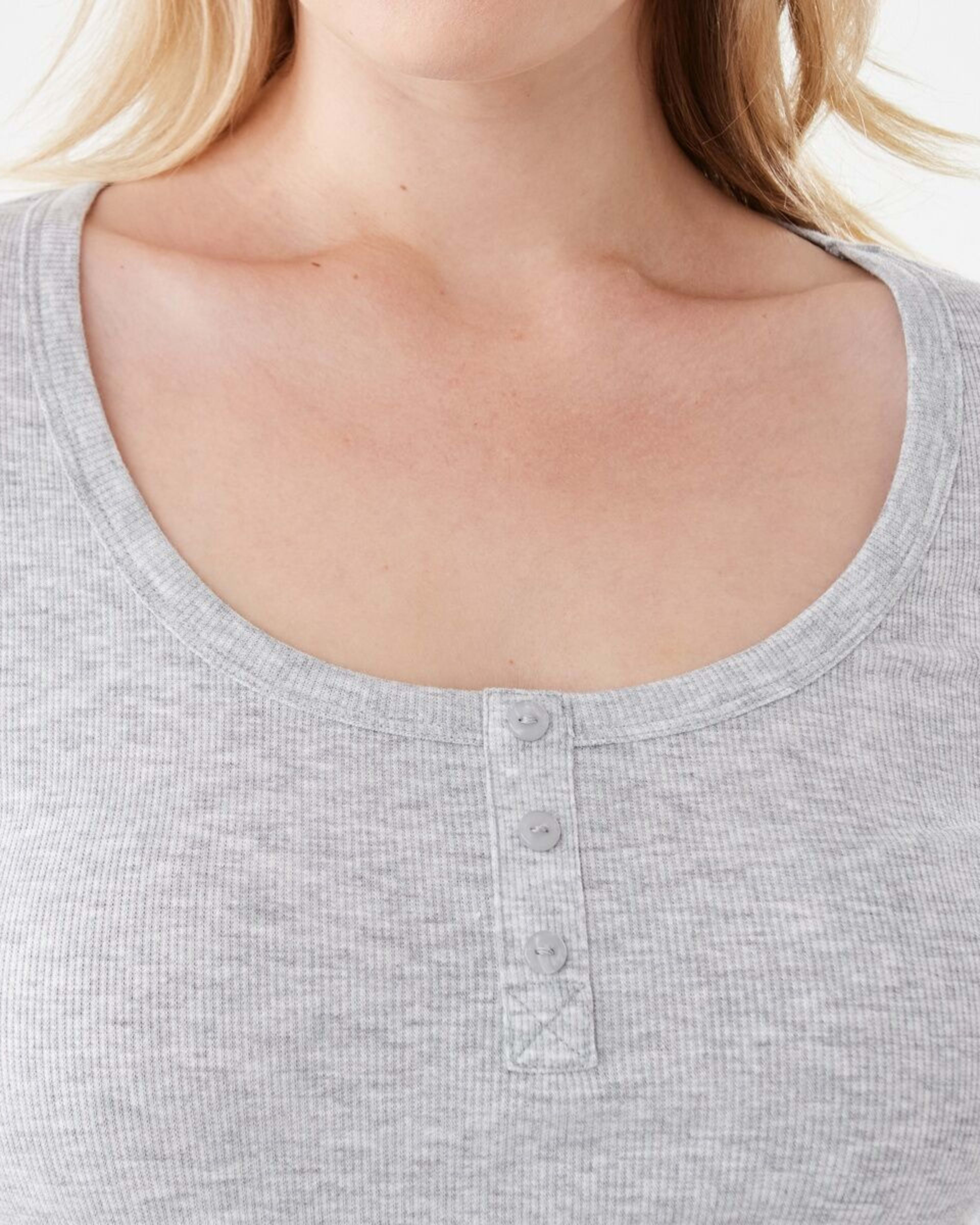 5 Long Sleeve Rib Henley Top Slvr Marle, 5 of 6