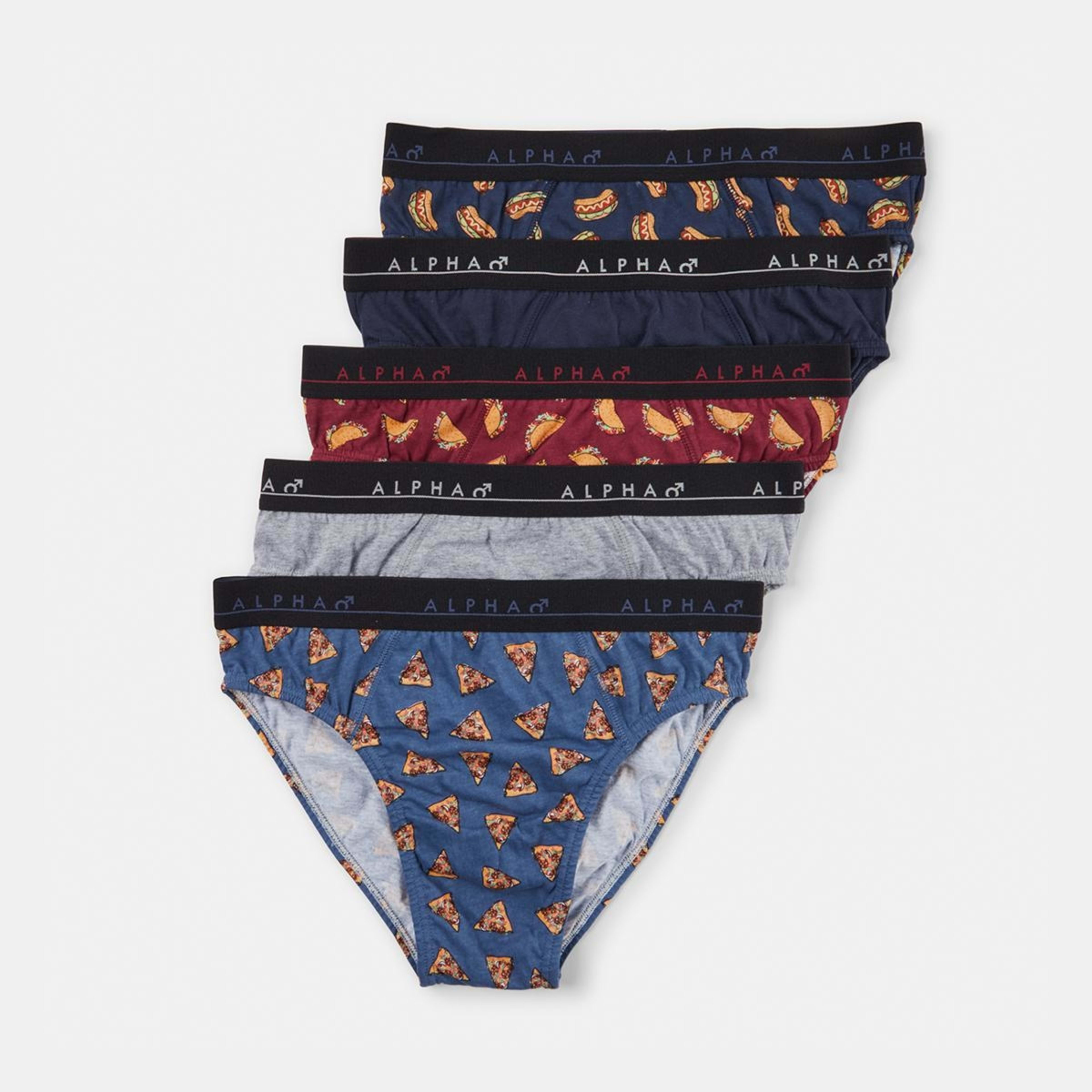 1 5 Pack Printed Briefs Dogs Taco Pizza Multi, 1 of 10